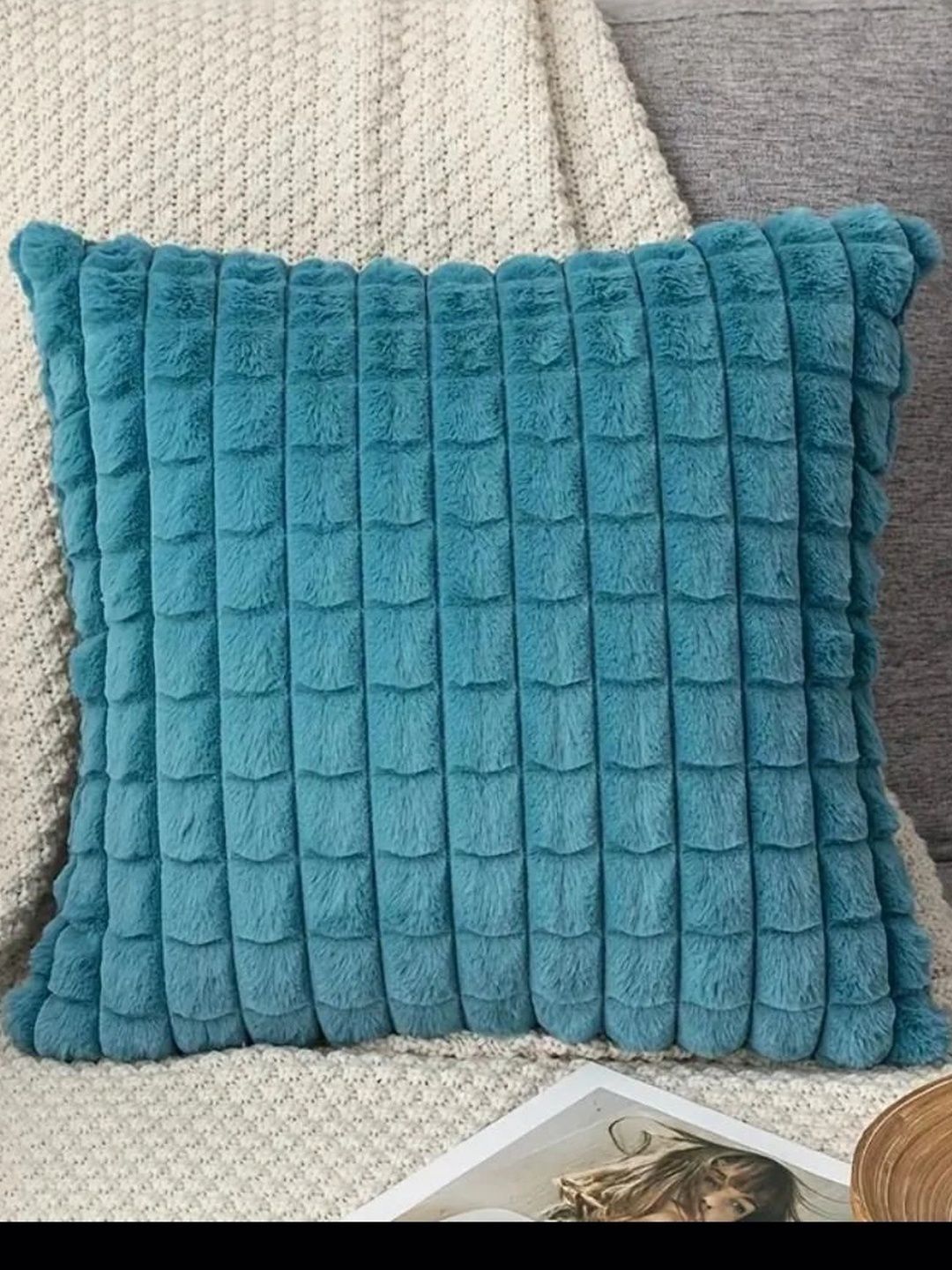 MONKDECOR Blue Velvet Blend Square Cushion Covers