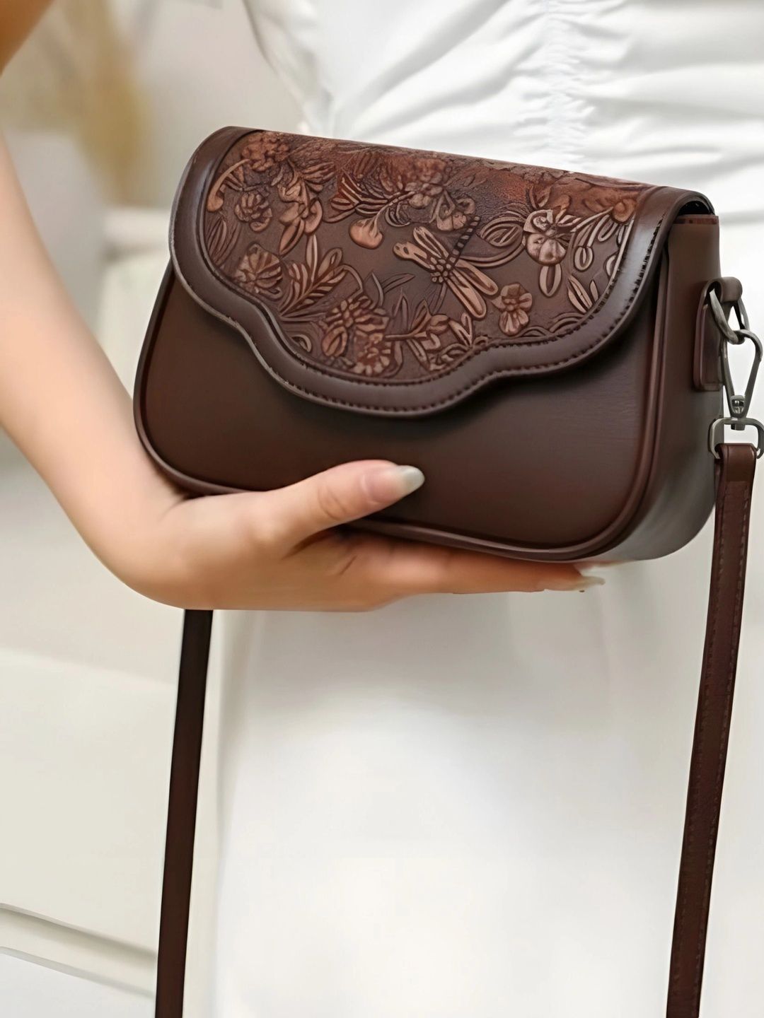 Haveglam Floral Embellished PU Shoulder Bag