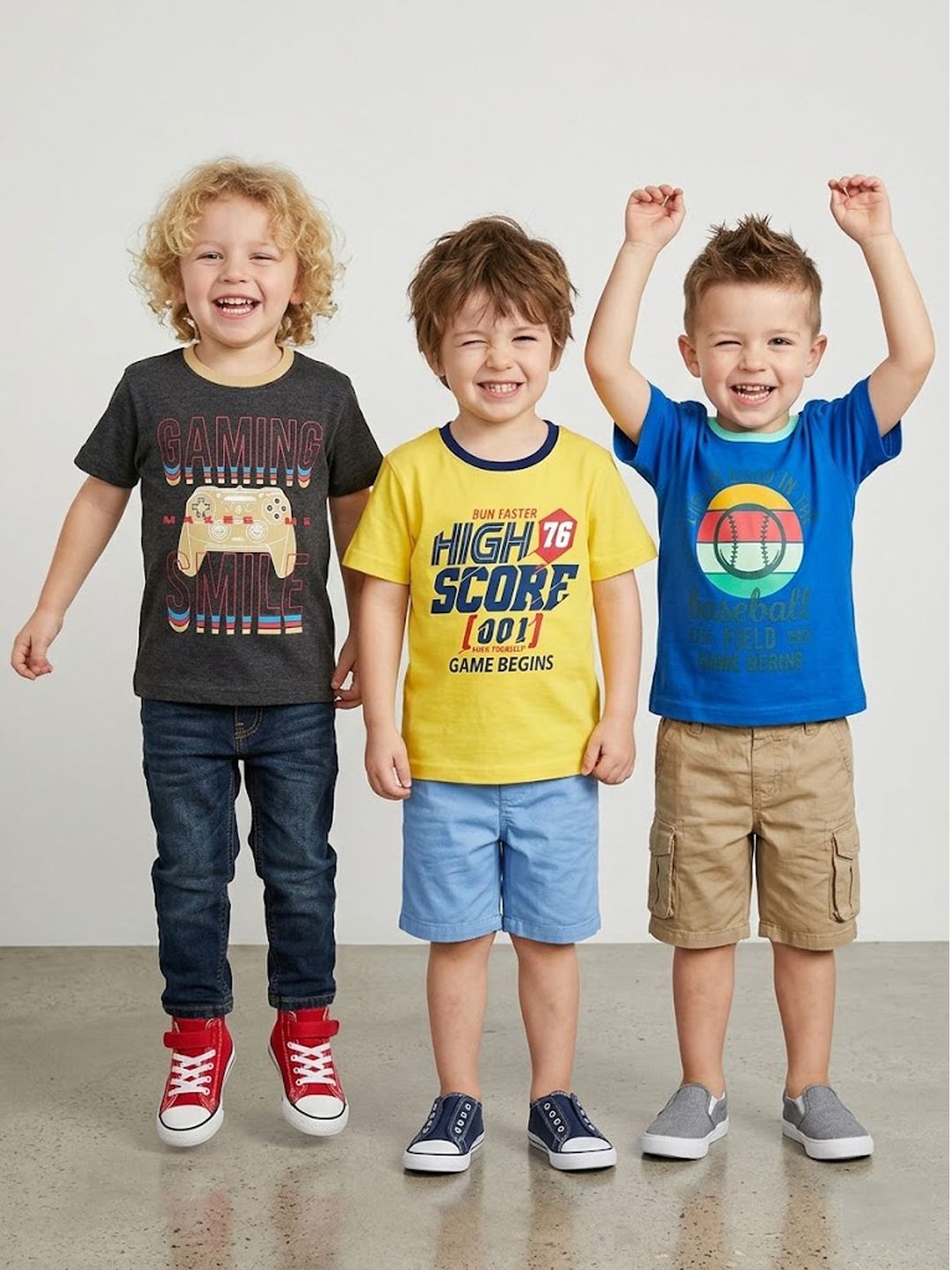Here&Now X Game Begins Boys Set of 3 Assorted Printed T-shirts