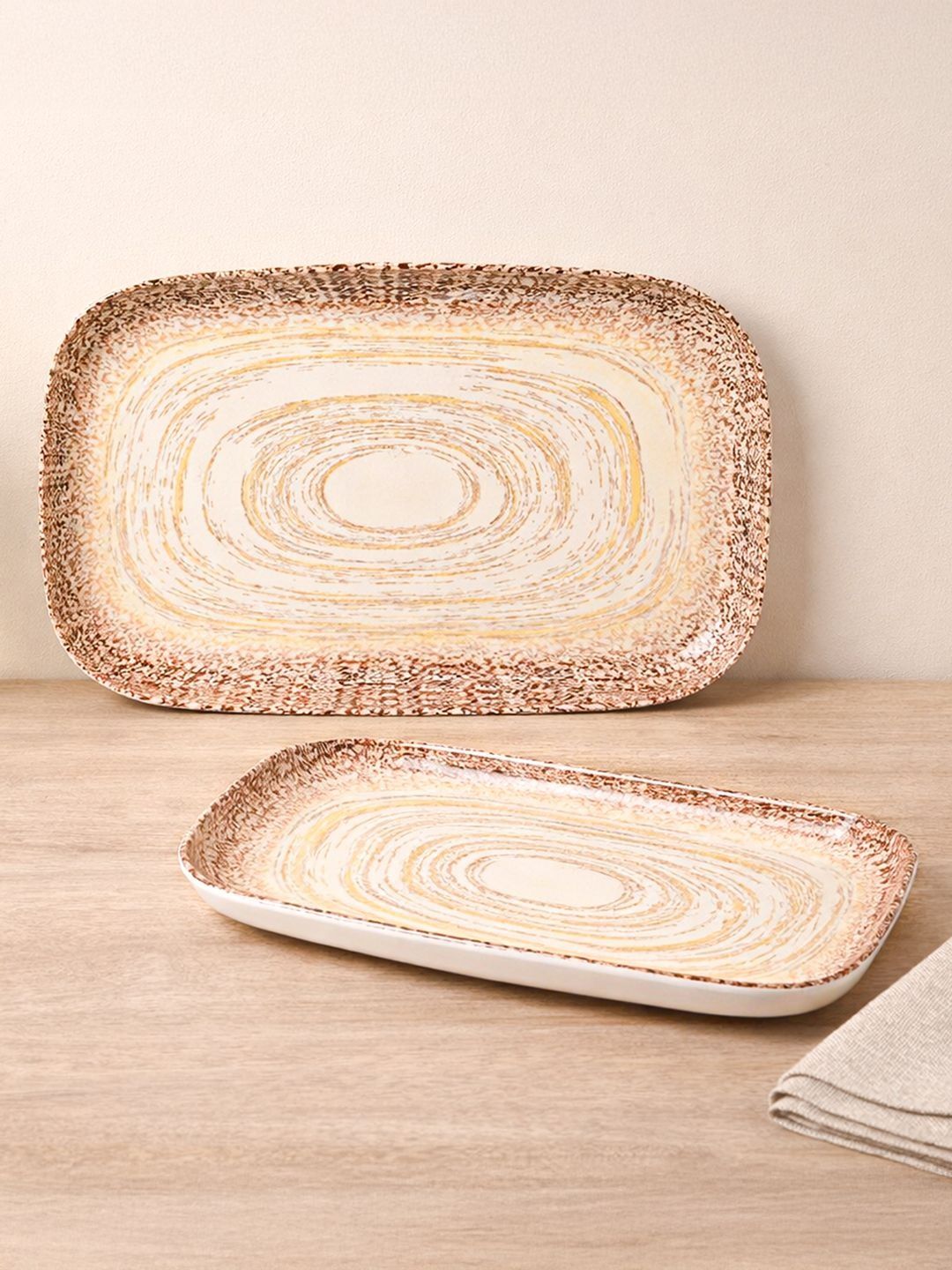 MARKET99 2 Piece Spiral Cream Melamine Serving Tray