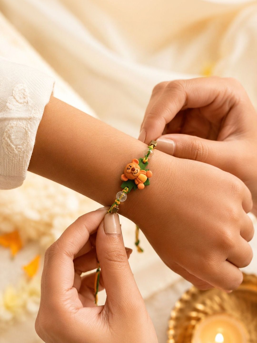 Cute Monkey Accent Rakhi for Kids Contemporary Handmade Rakhi for Kids and Brother