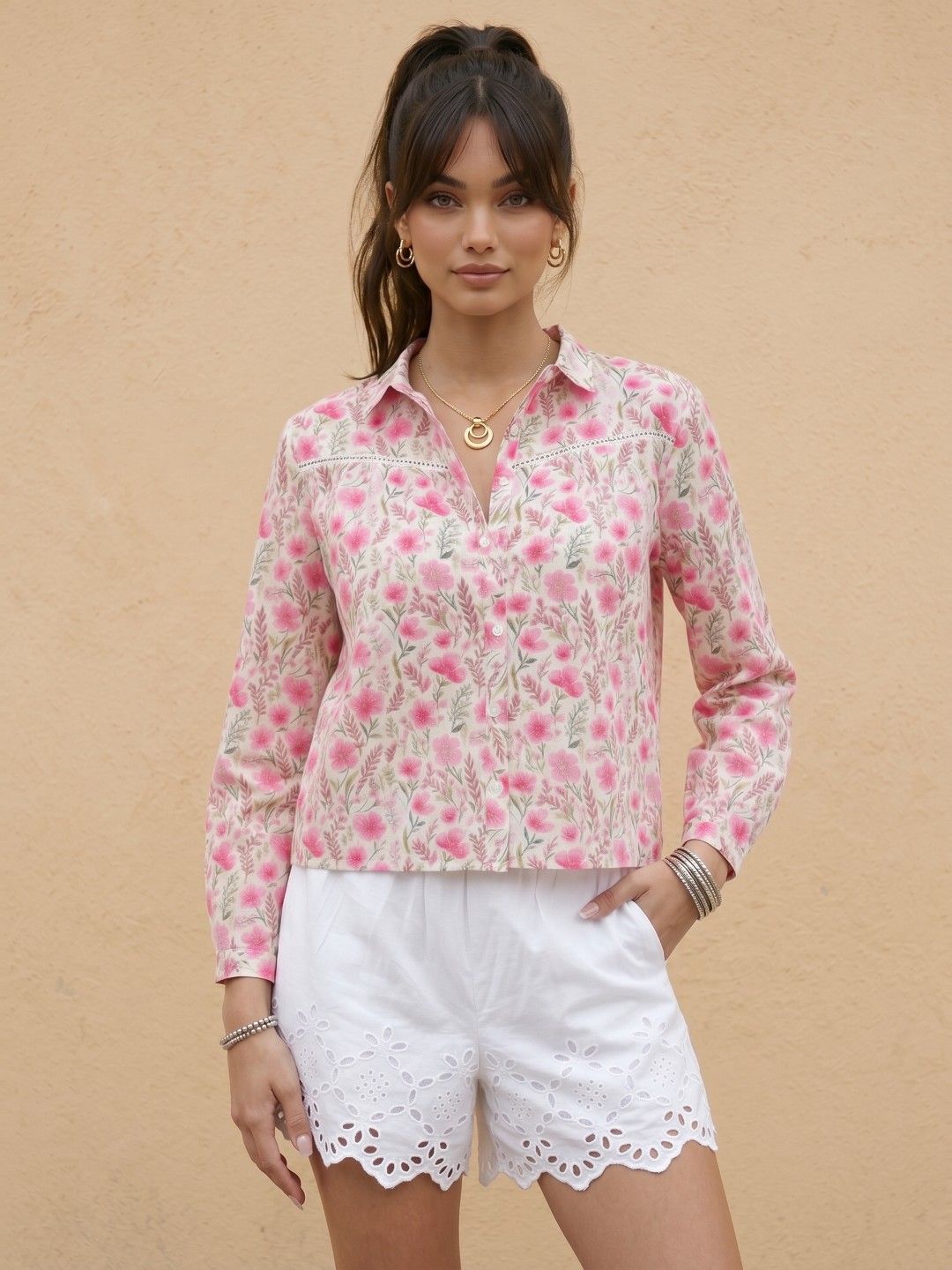 fusion by glitchez Floral Printed Pure Cotton Casual Shirt
