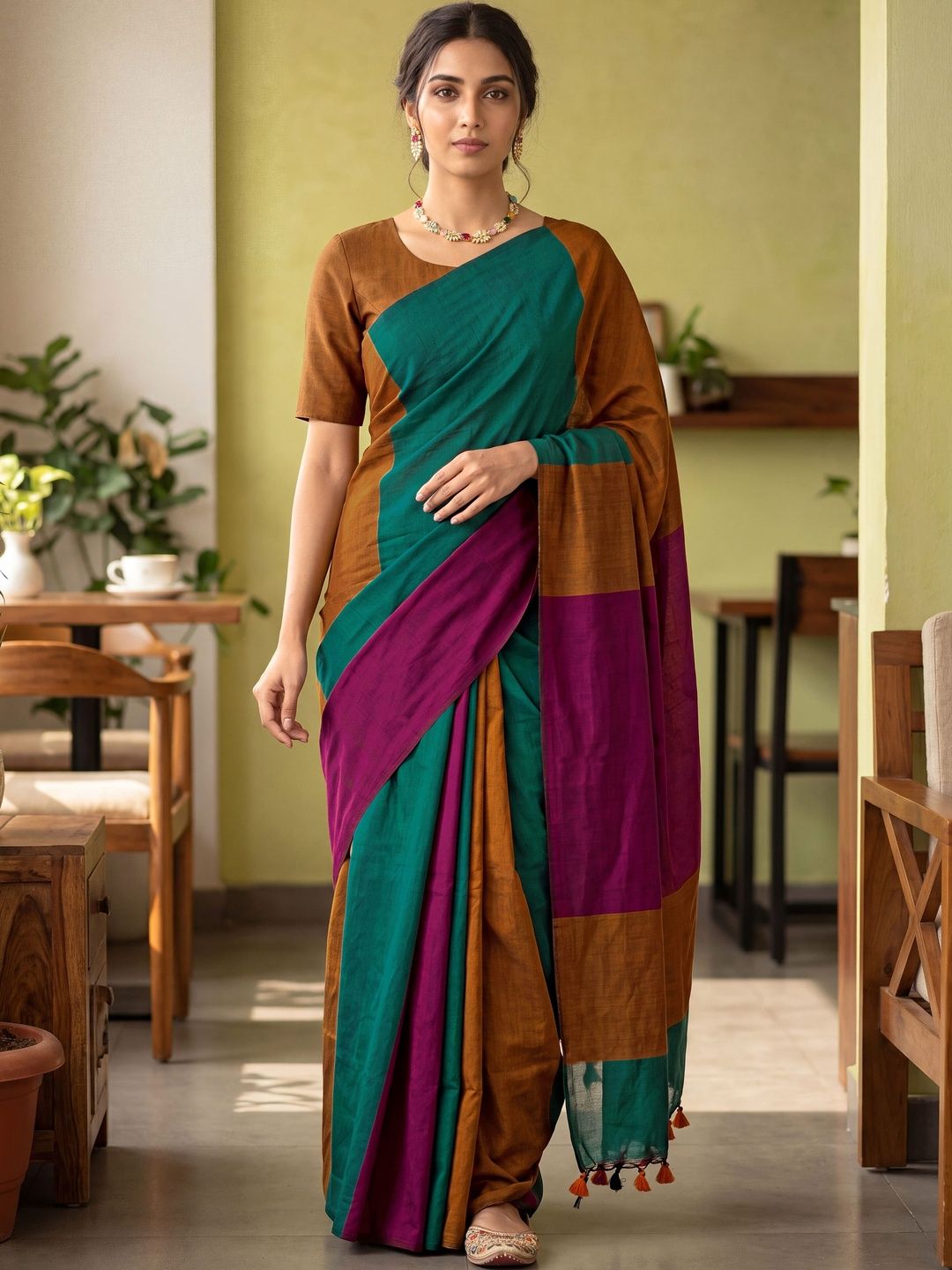 kasee Colourblocked Handloom Saree