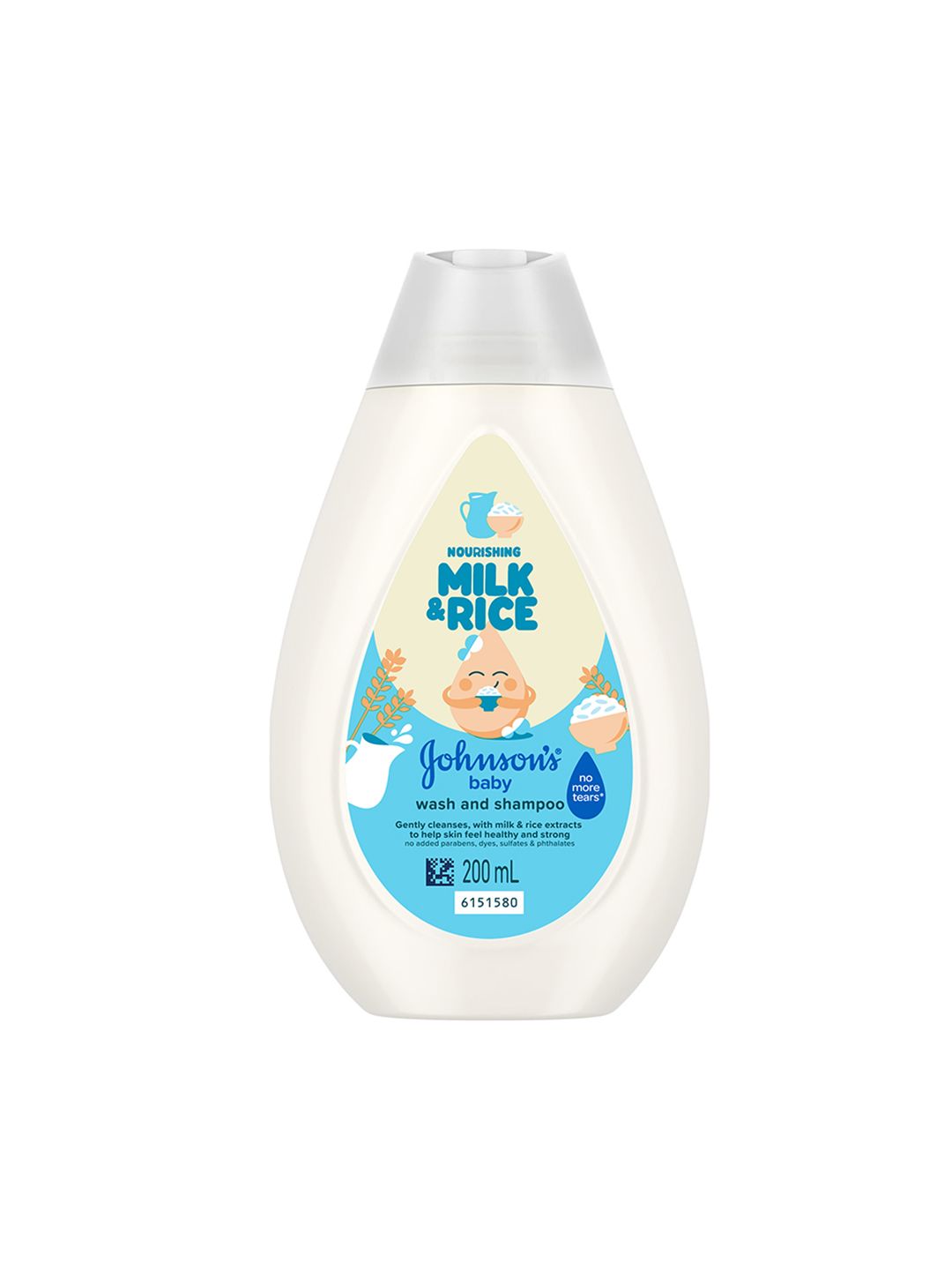 Johnsons Baby Nourishing Milk & Rice Wash & Shampoo - 200ml