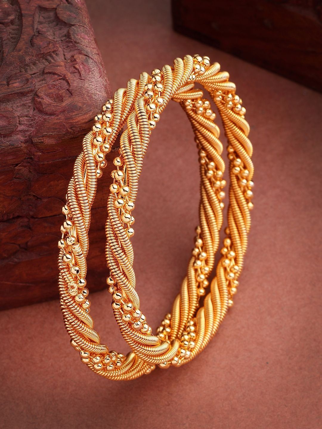 ZENEME Set Of 2 Gold Plated Bangles