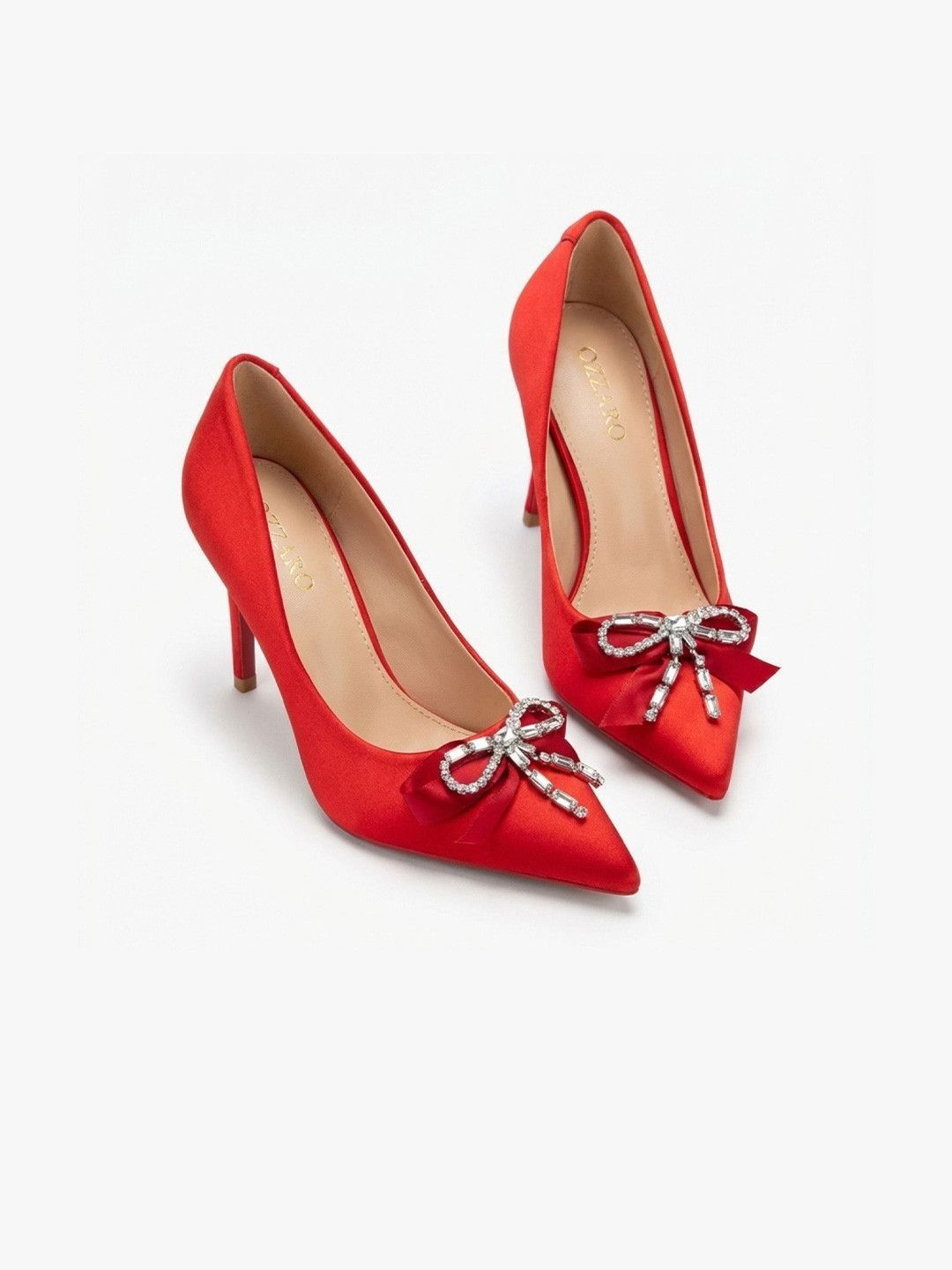 Ozzaro Suede Party Stiletto Pumps with Bows