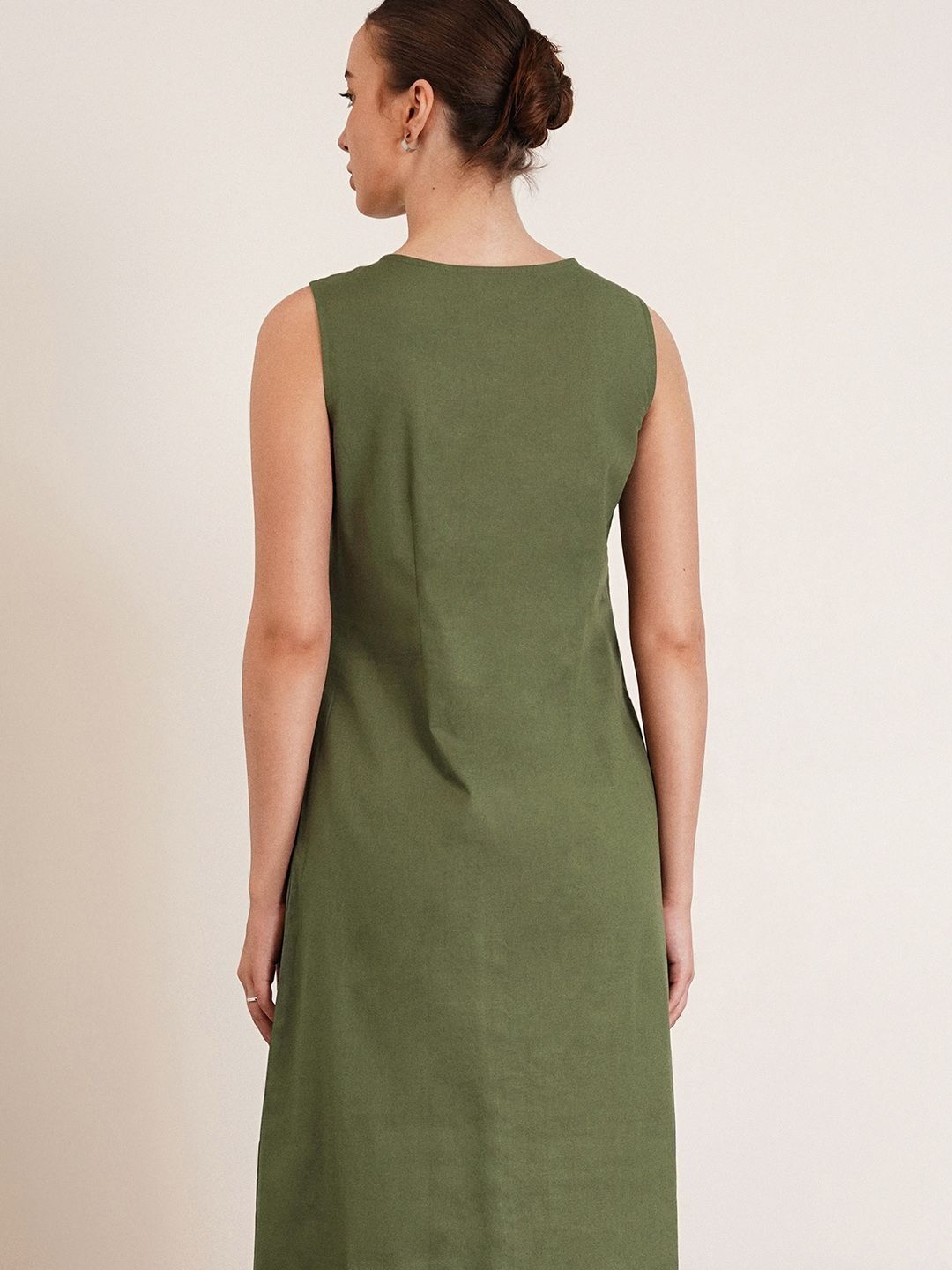 Olive Green A-Line Maxi Dress 4