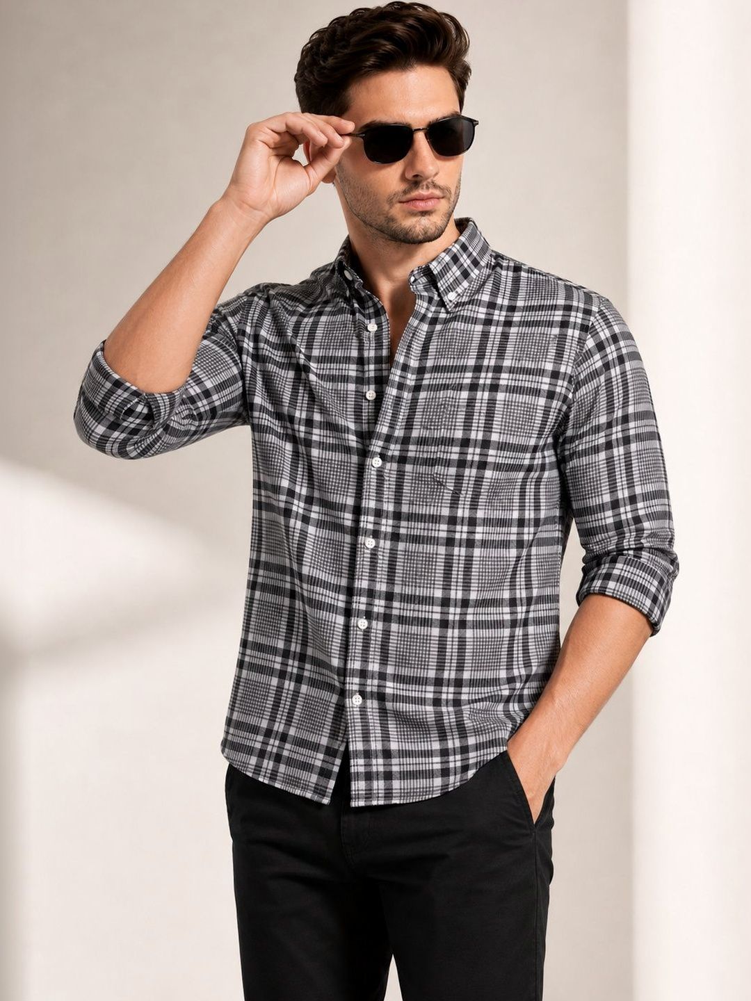 HKV FASHION Men Comfort Tartan Checks Checked Casual Shirt