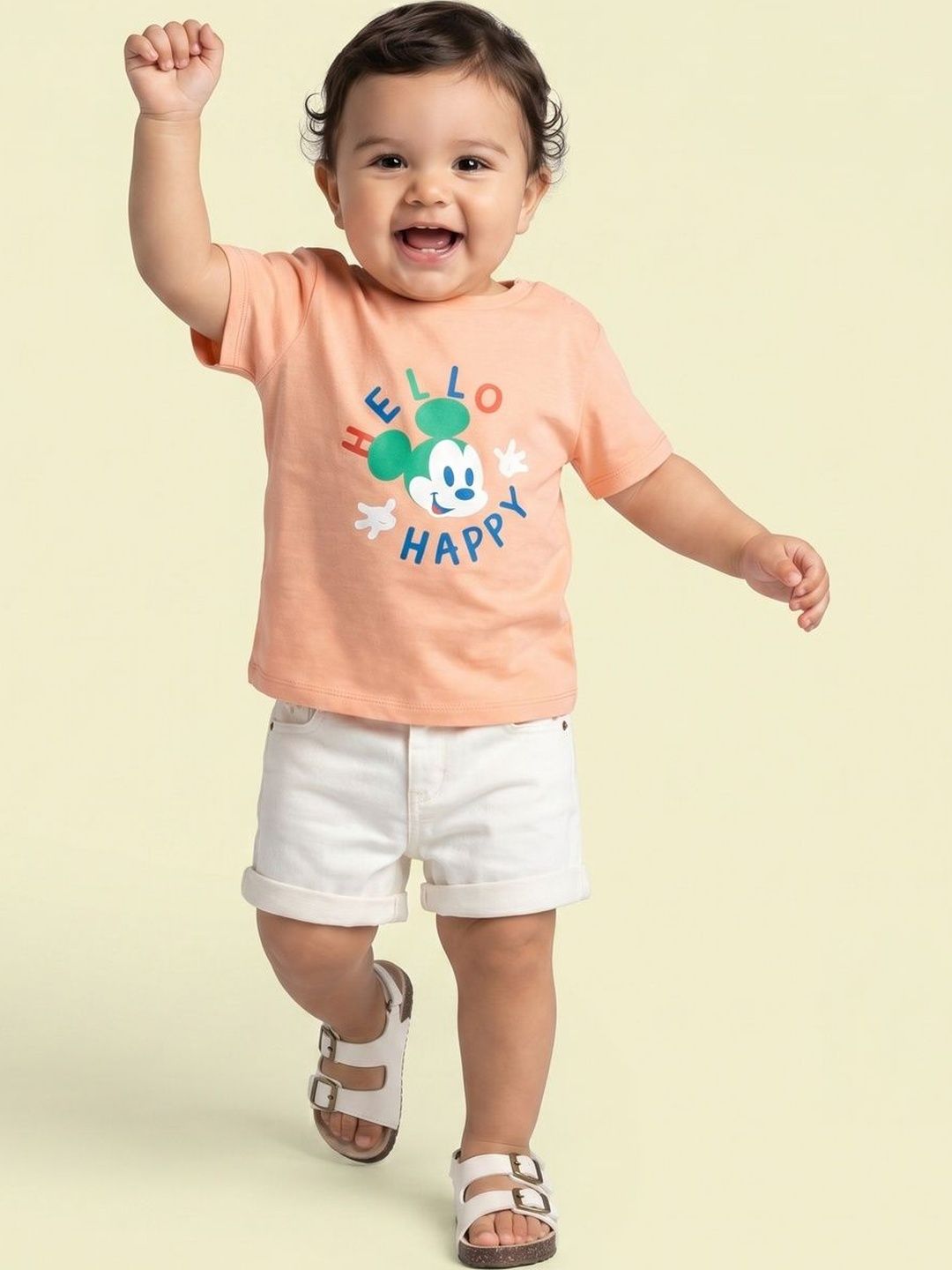NautiNati Disney Boys Mickey Mouse Print Cotton T-shirt