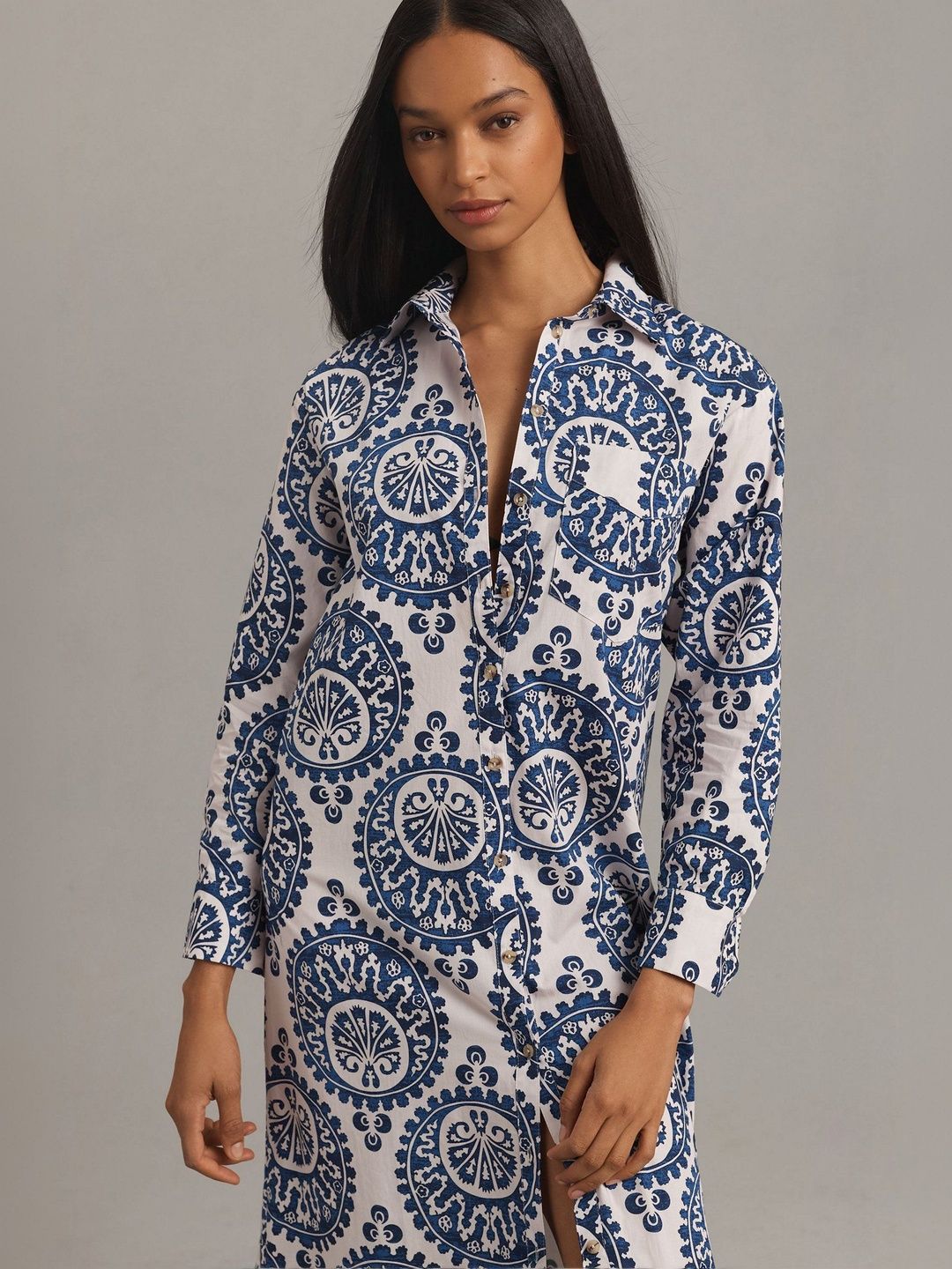 all about you Bohemian Print Shirt Midi Dress
