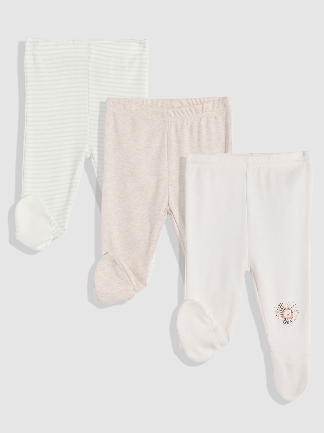 mothercare Infant Kids Pack Of 3 Pure Cotton Footed Leggings