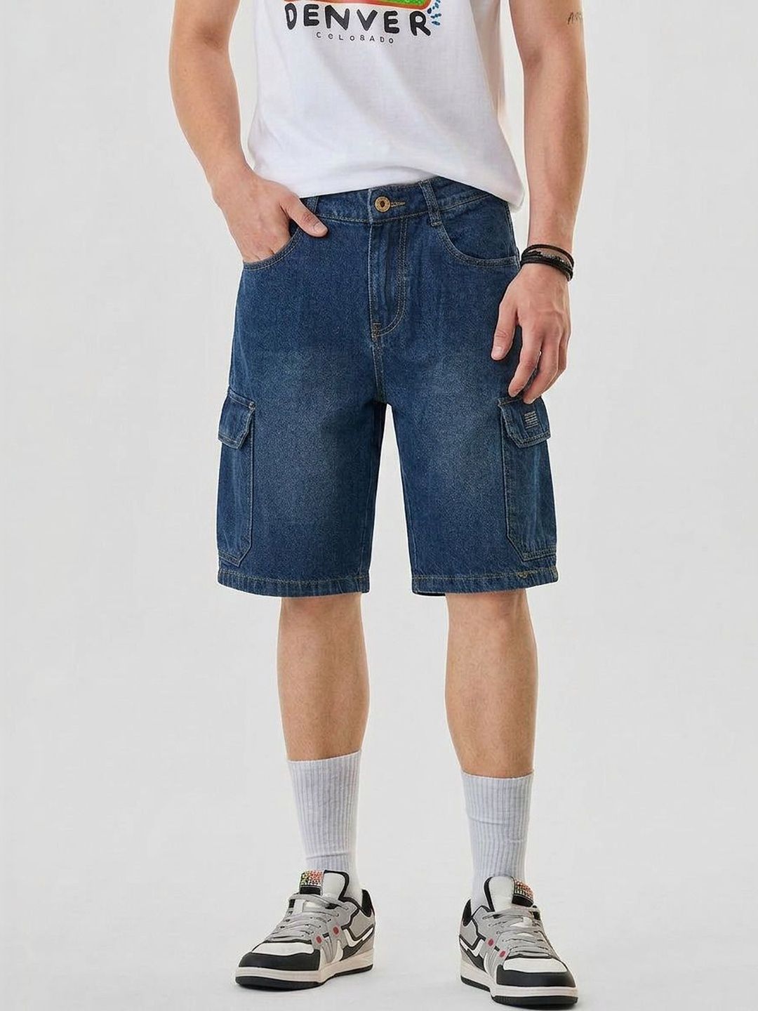 dolsia Men Denim Cargo Shorts