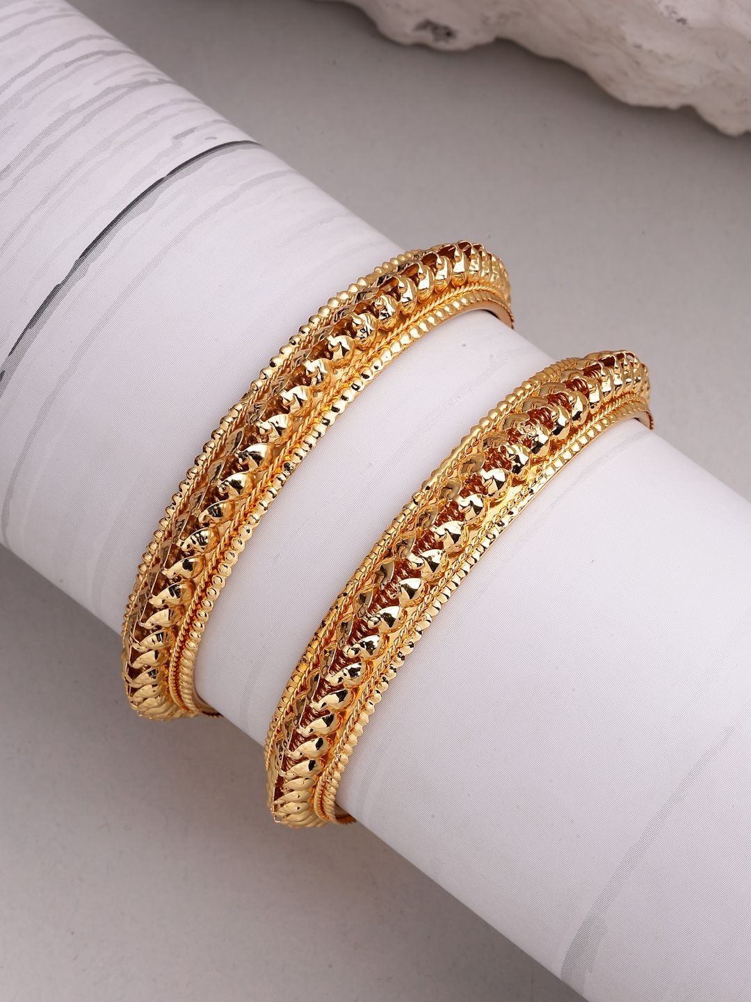 ZENEME Set Of 2 Gold-Plated Bangles