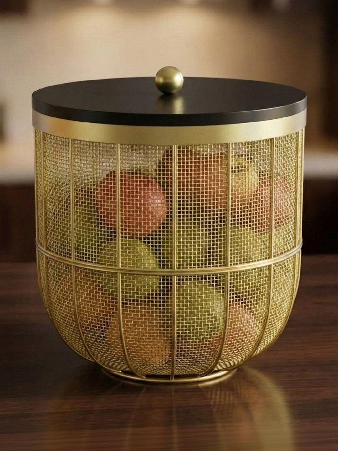 METSCAPE INDIA Gold-Toned 2026 Metal Fruit and Vegetable Basket