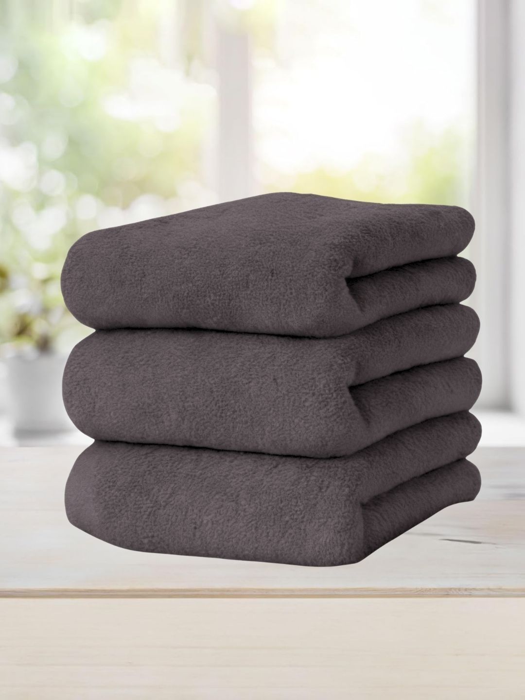 Status Grey Pure Cotton Hand Towels Set of 3 - 80 CM X 40 CM
