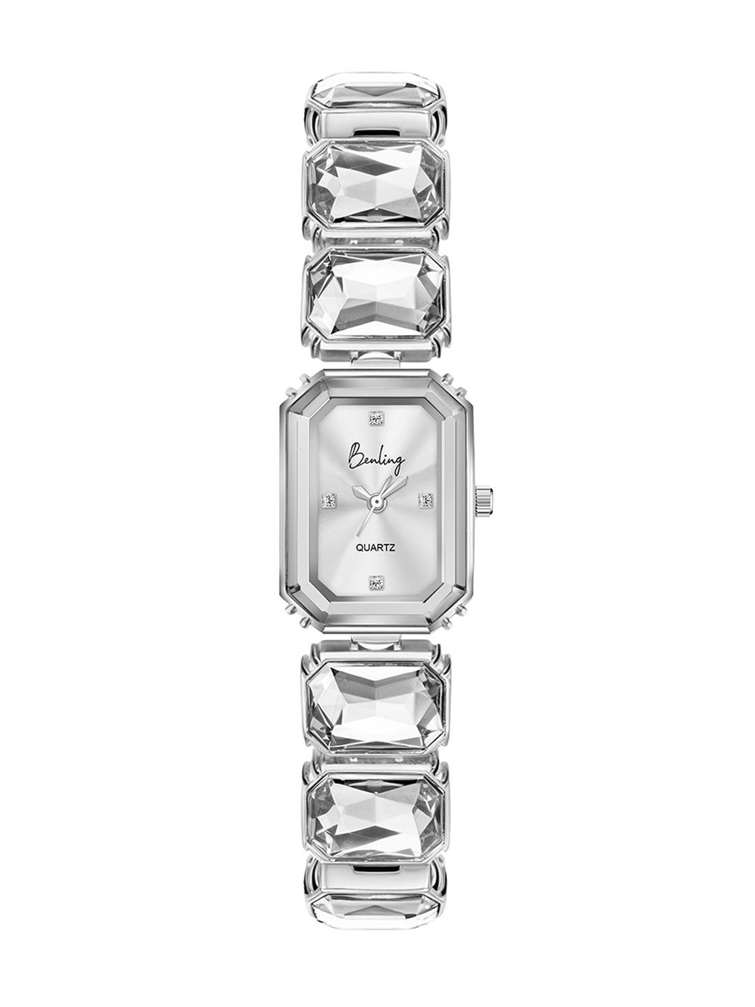 BENLING Women Dial & Stainless Steel Octagon cut Bracelet Silver Elegance Watch