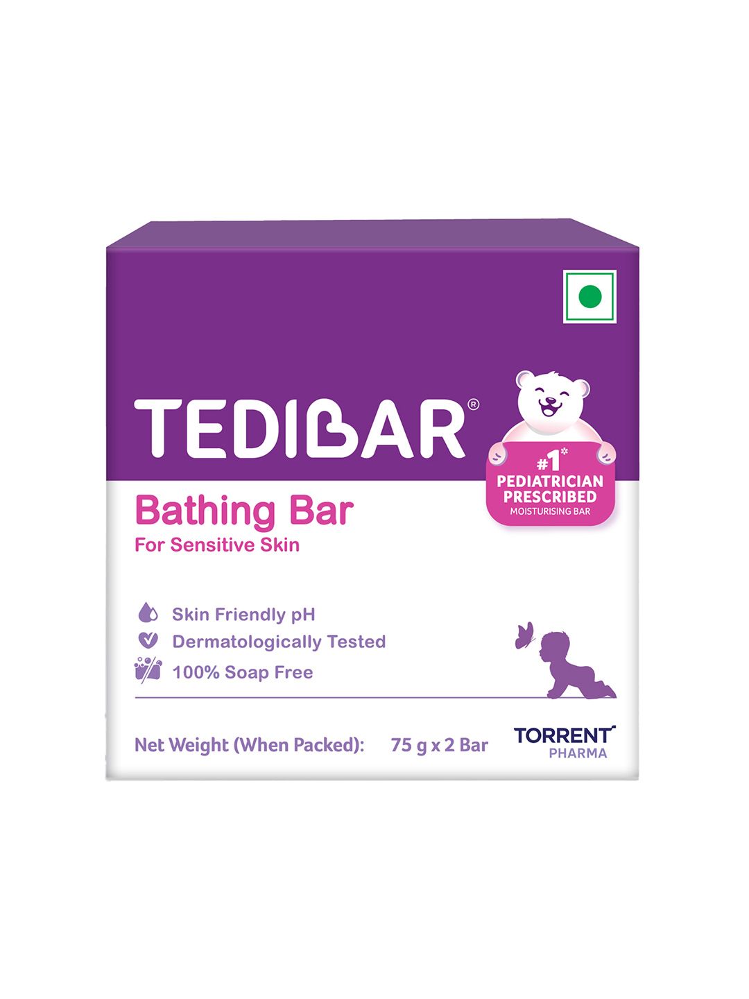Tedibar Set Of 2 Baby Bathing Bar For Baby's Sensitive Skin With Ph 5.5 - 75 g Each