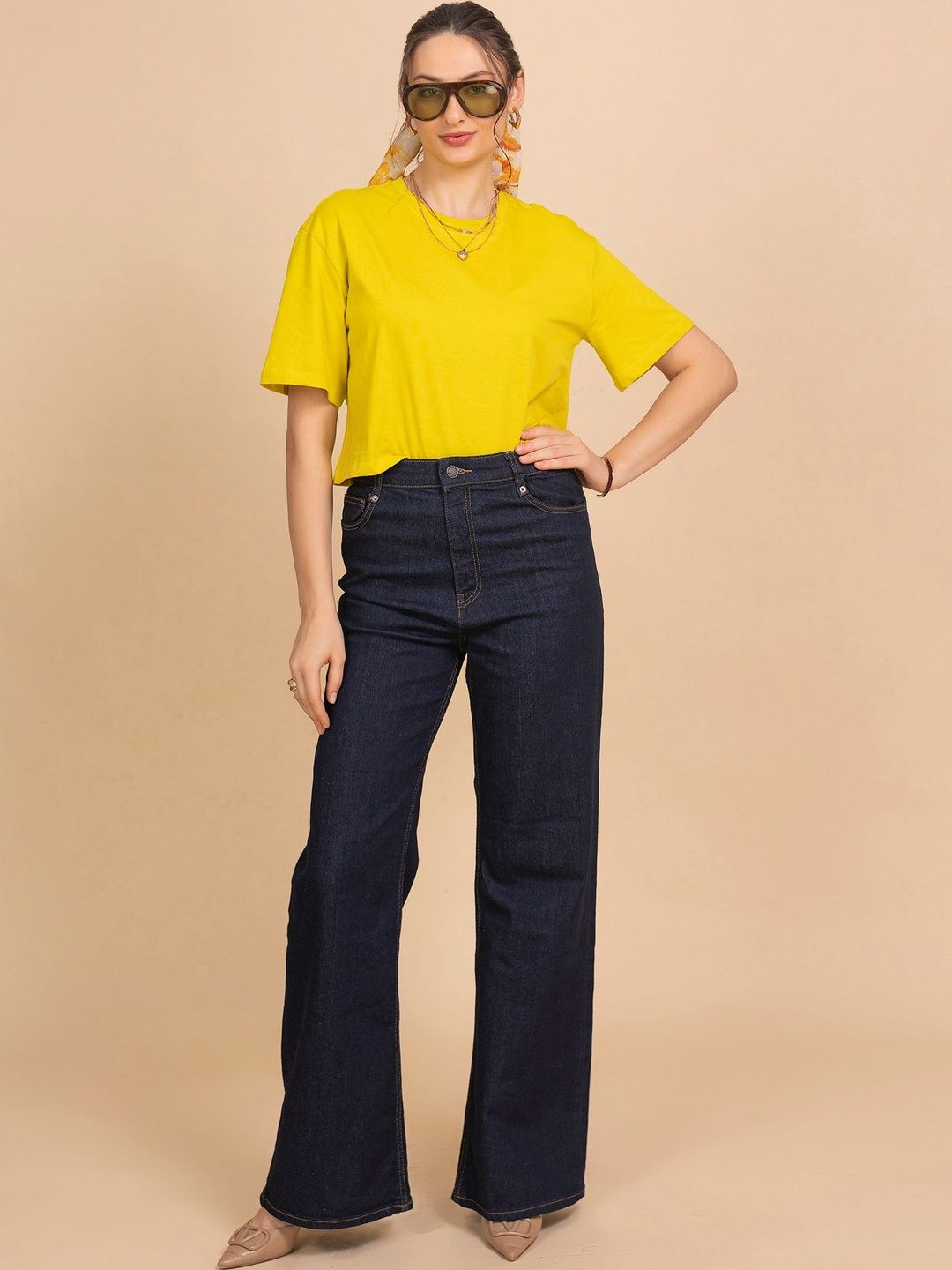 TITTLI Women Solid Colour Knitted Pure Cotton Boxy Fit Crop Top