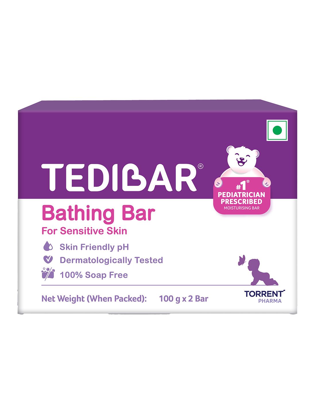 Tedibar Set Of 2 Baby Bathing Bar For Baby's Sensitive Skin With Ph 5.5 - 100 g Each