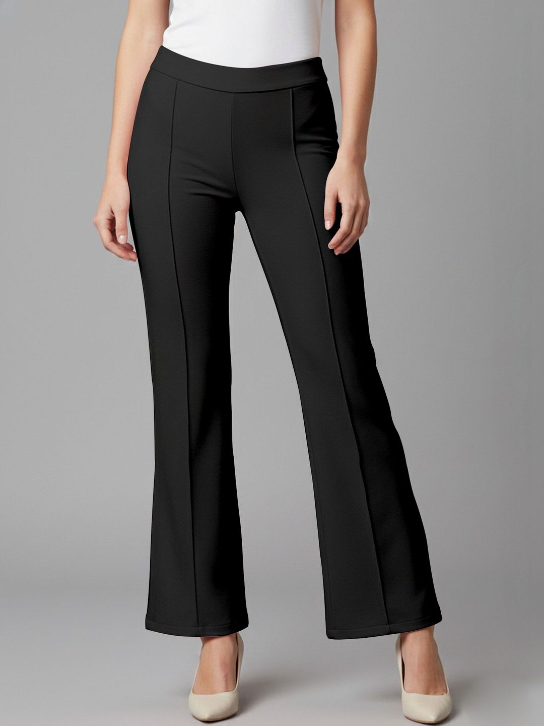 Mehrang Women Solid High Rise Bell Bottom Trouser