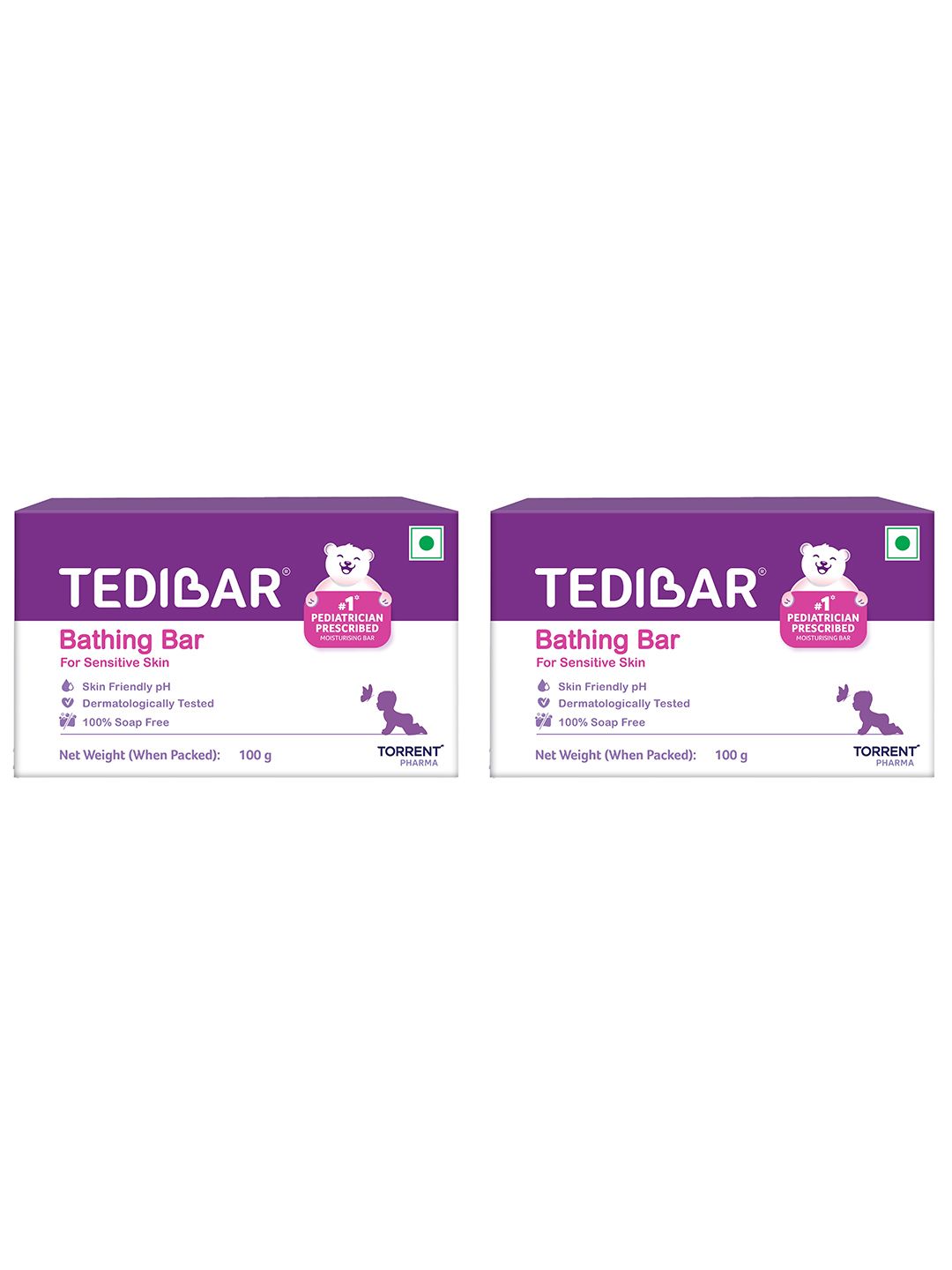 Tedibar Set Of 2 Moisturizing Baby Bathing Bar - 100 g Each