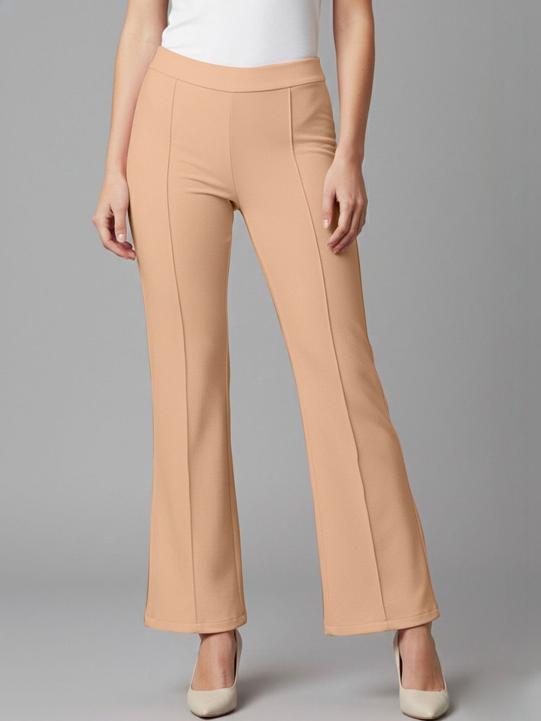 Mehrang Women Solid High Rise Bell Bottom Trouser
