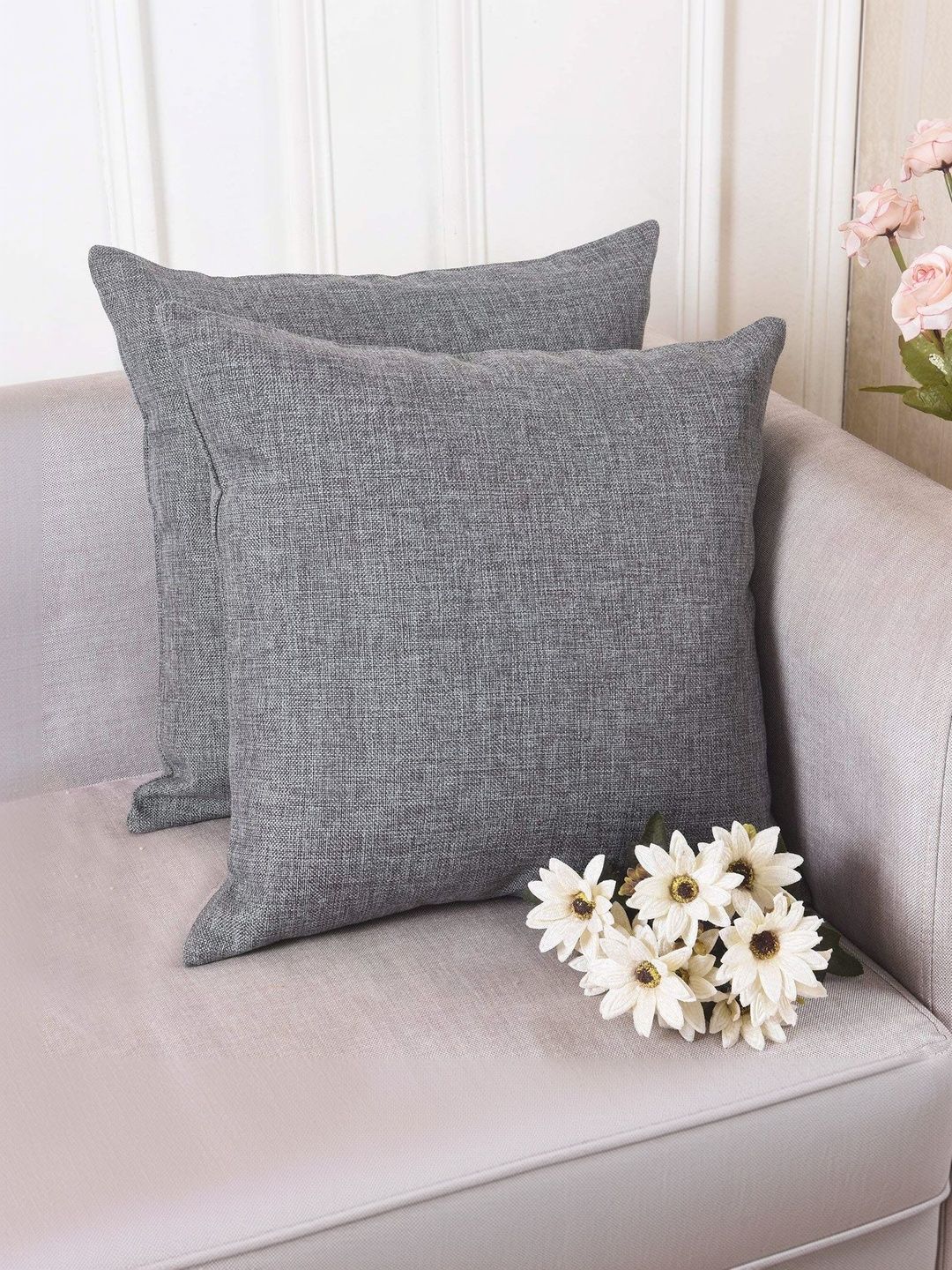 Khooti Grey Set of 2 Square Cushion Covers
