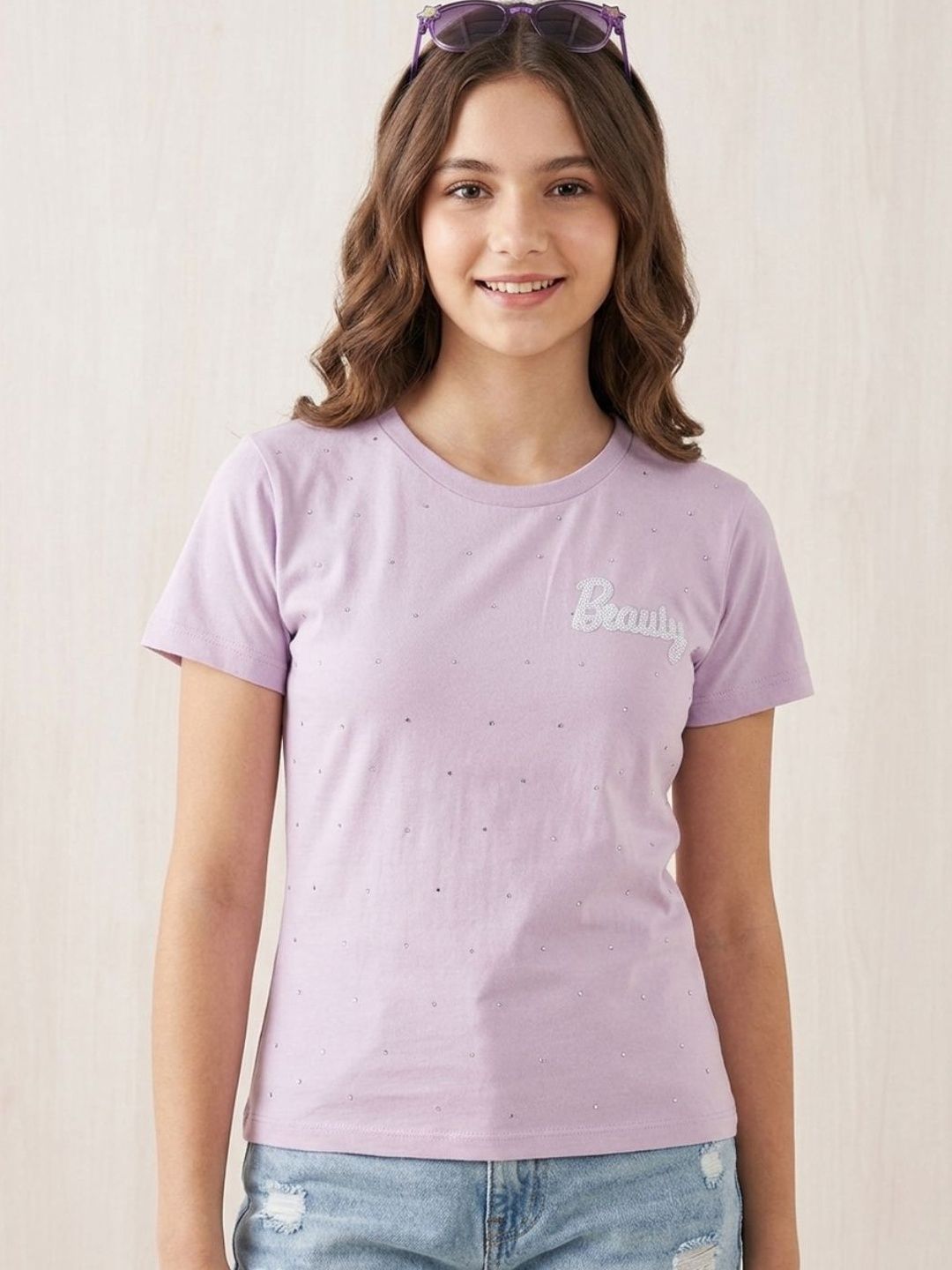 V-Mart Girls Typography Printed T-shirt