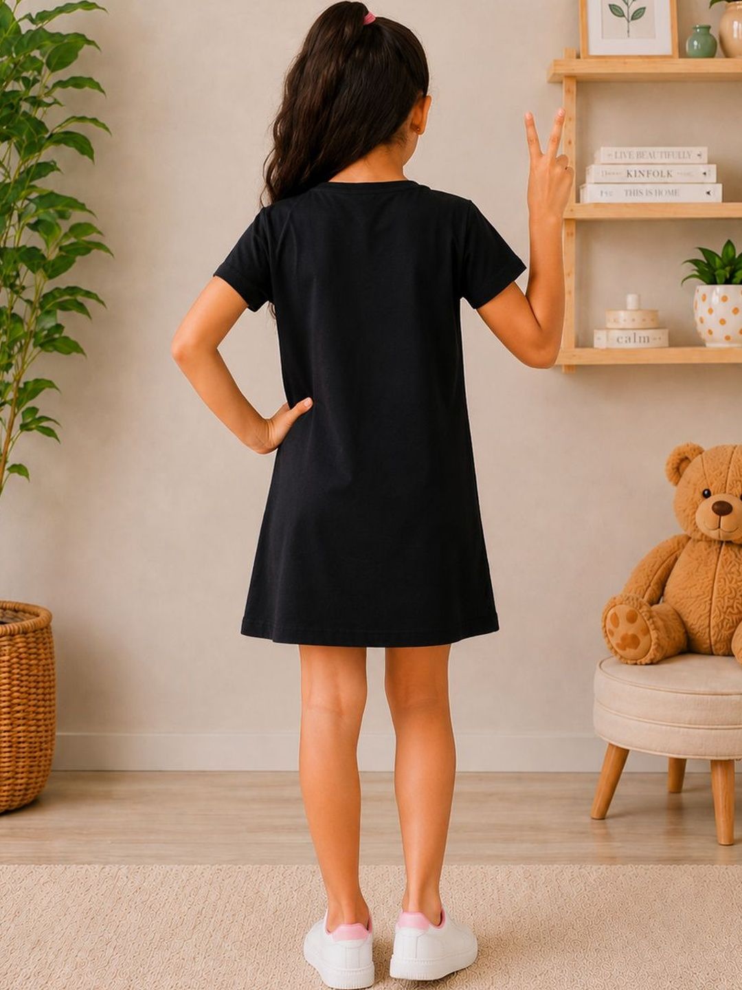 Girls pack of 3 Printed Multi Cotton T-shirt Dresses 4