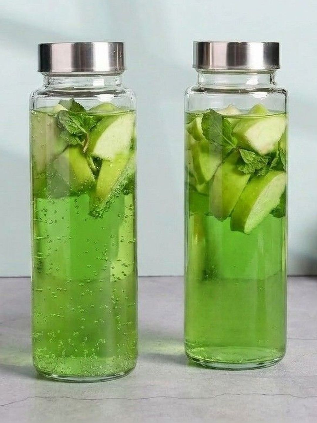 Aura Transparent & Transparent Set of 2 Glass Solid Water Bottle