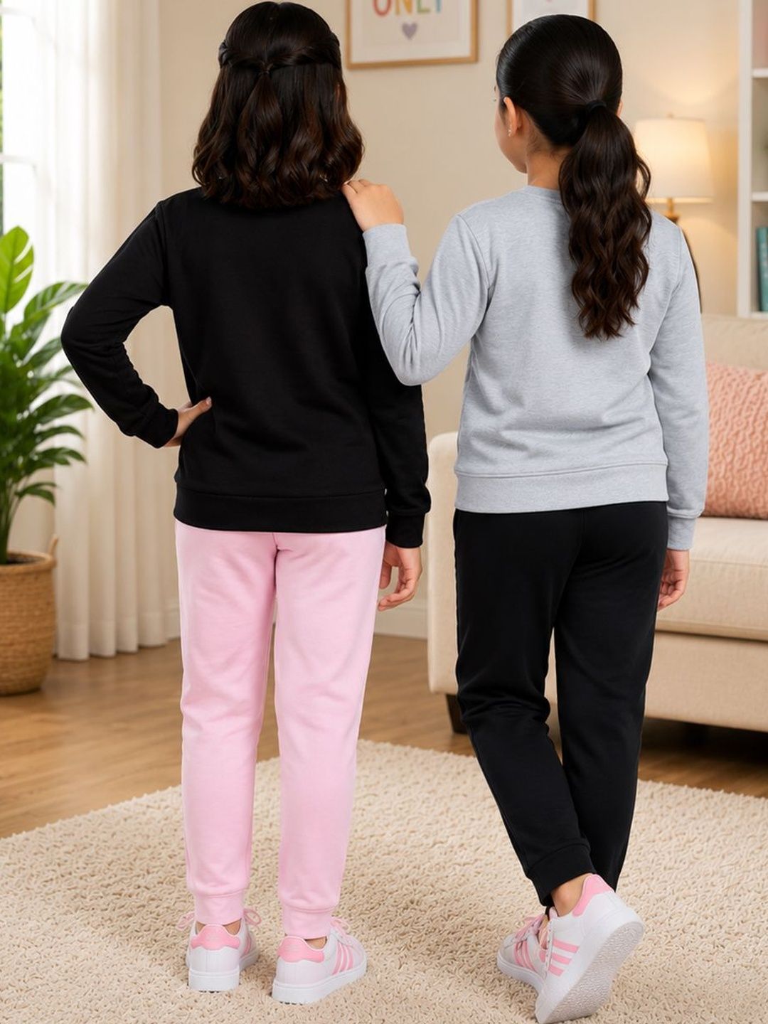 Girls Pack Of 2 Printed Full Sleeves T-Shirt & Lounge Pants Clothing Set 2