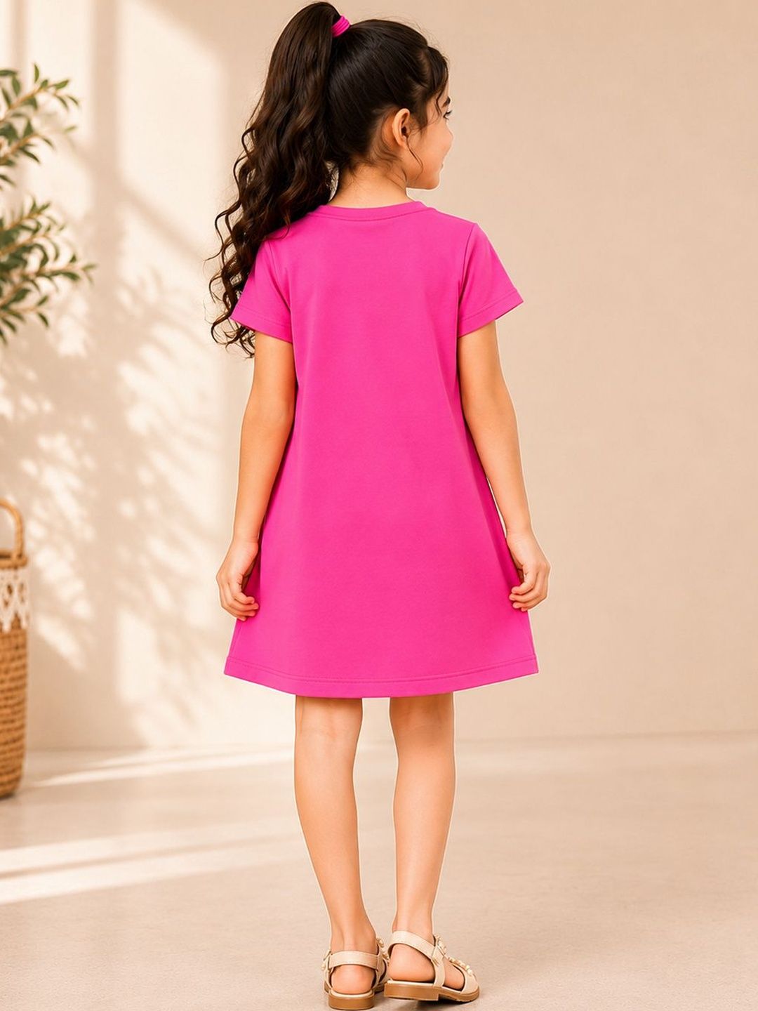 Girls pack of 3 Printed Multi Cotton T-shirt Dresses 7
