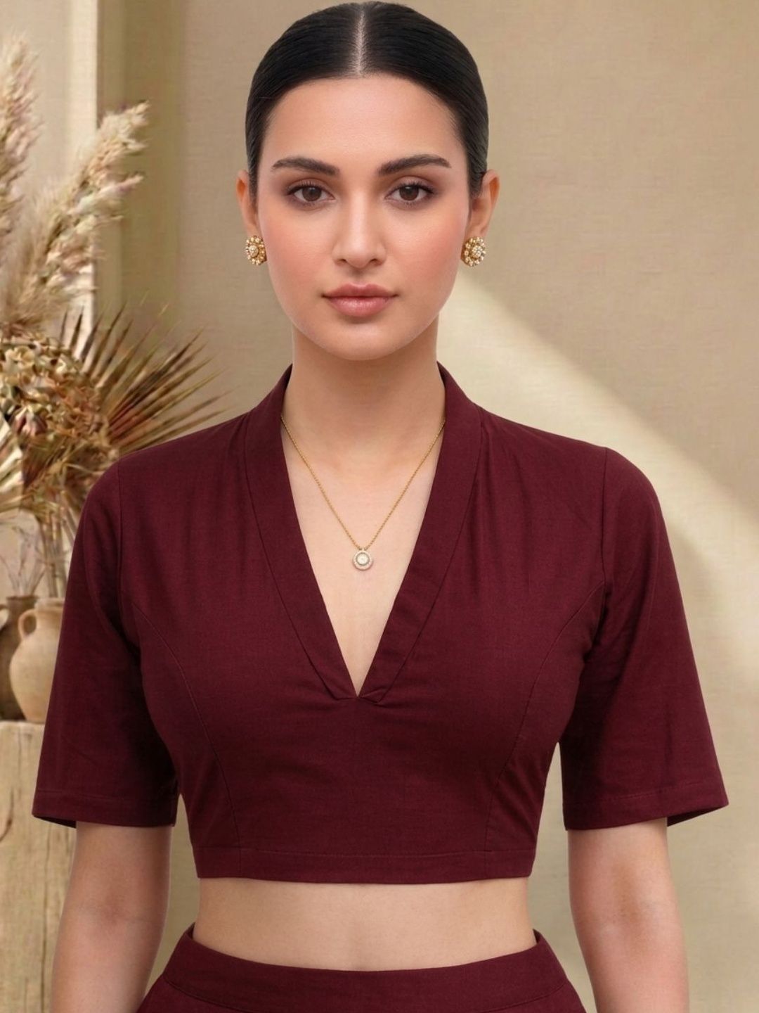 Thevasa Solid Saree Blouse