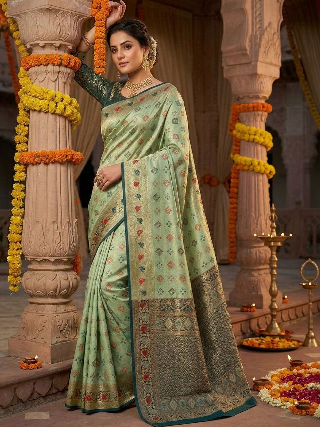 KALINI Embellished Zari Art Silk Banarasi Saree