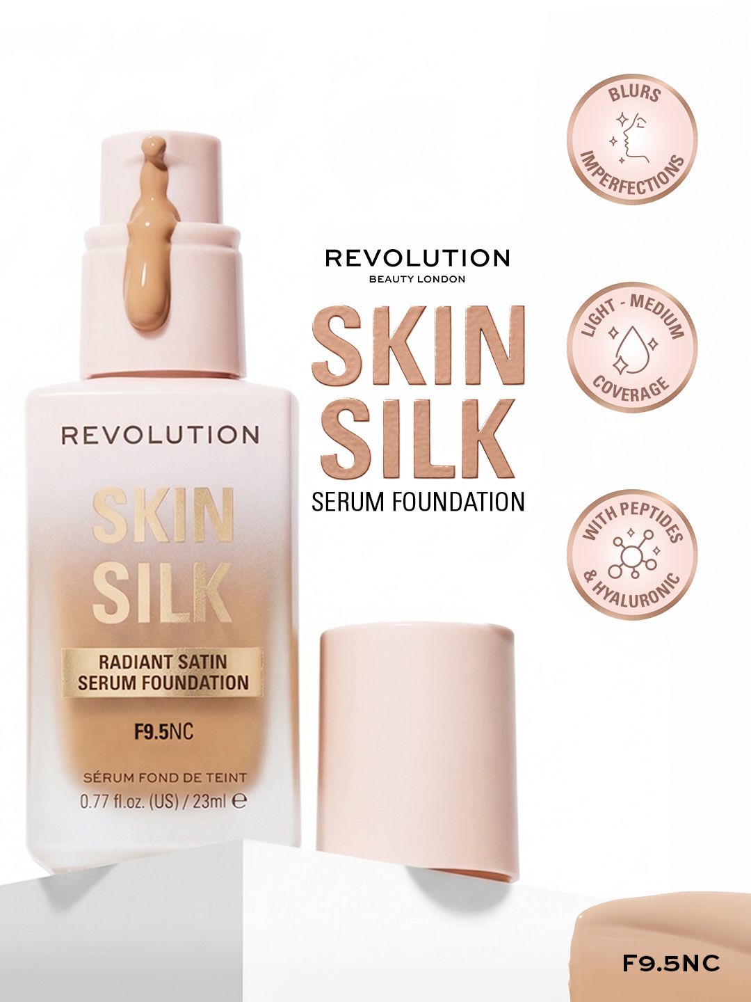 Buy Makeup Revolution London Skin Silk Radiant Satin Serum Foundation 23ml   F9.5NC -  - Personal Care for Women