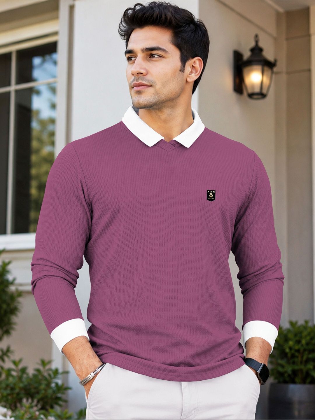 VeBNoR Men Polo Collar T-shirt
