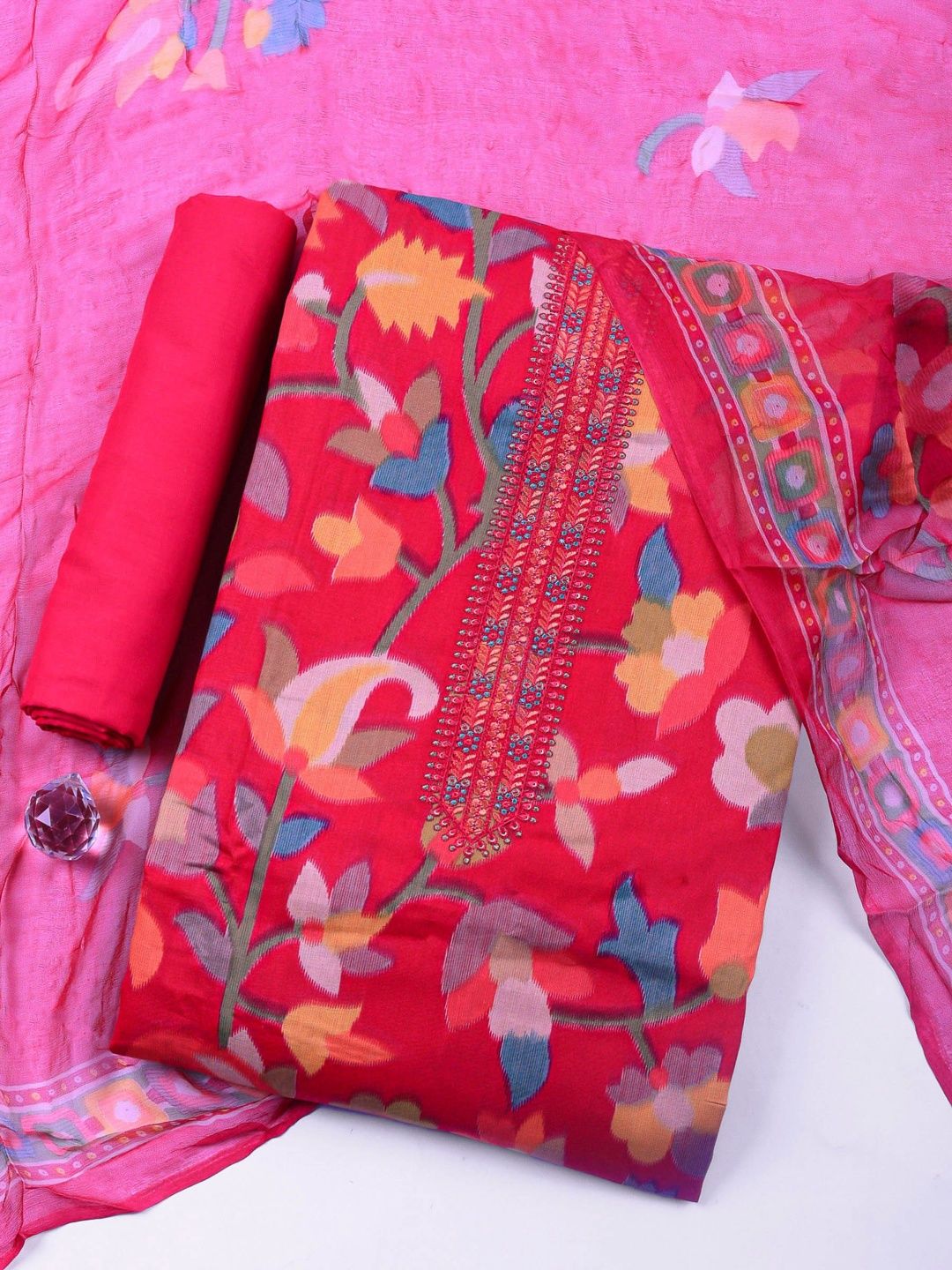 Meena Bazaar Printed Unstitched Dress Material