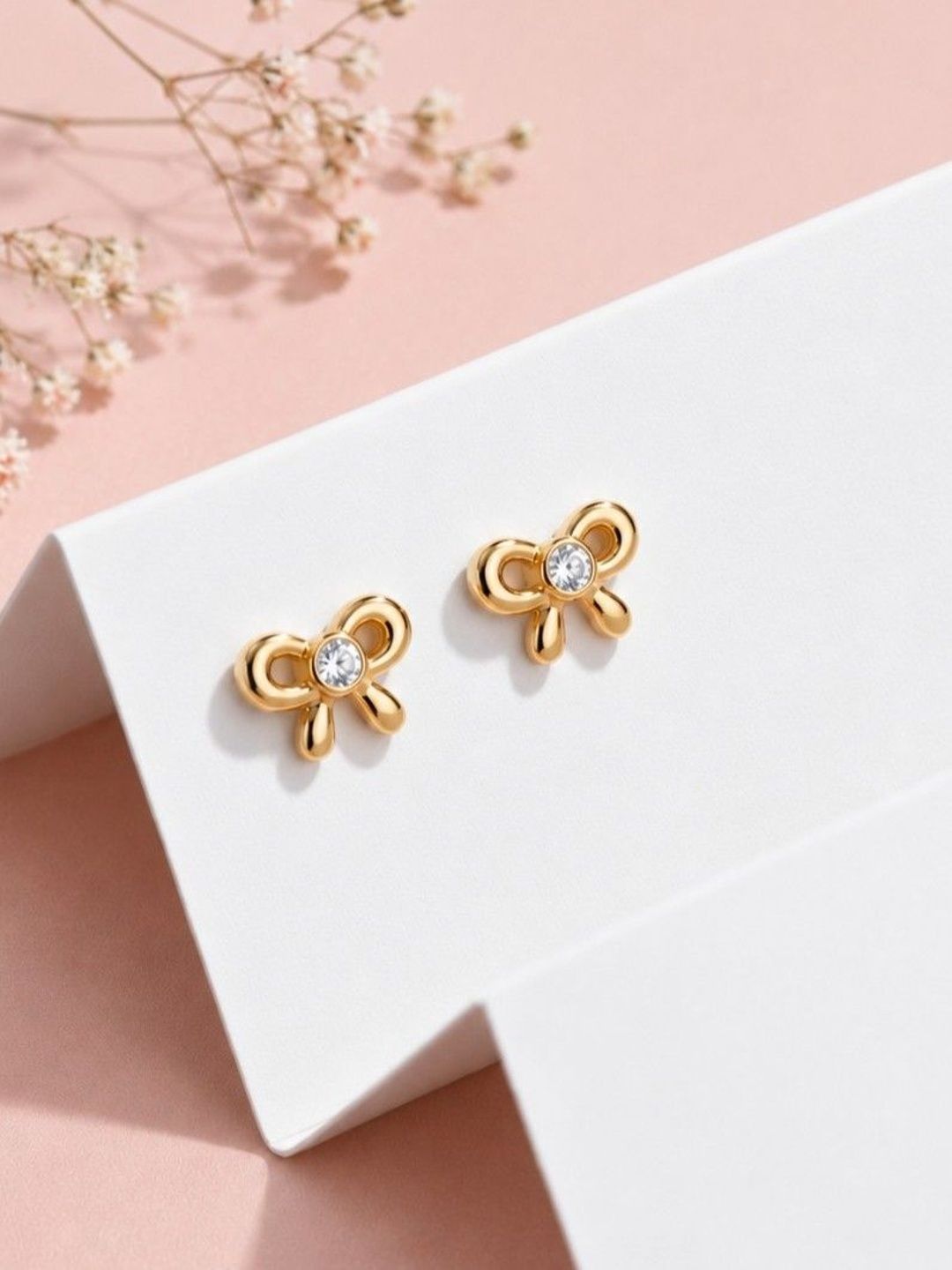 ShimmerTots Girls 925 Silver Gold-Plated Bow Shaped Earrings 1.43