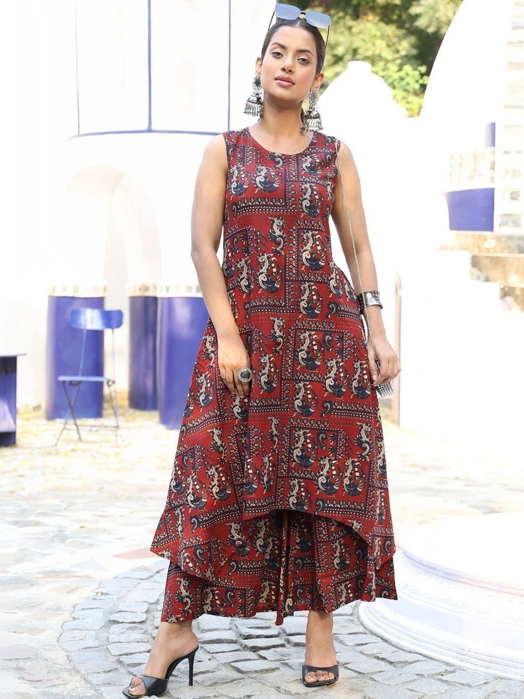 HBJ FASHION Women Ethnic Motifs Printed Tiered Kurta with Palazzos