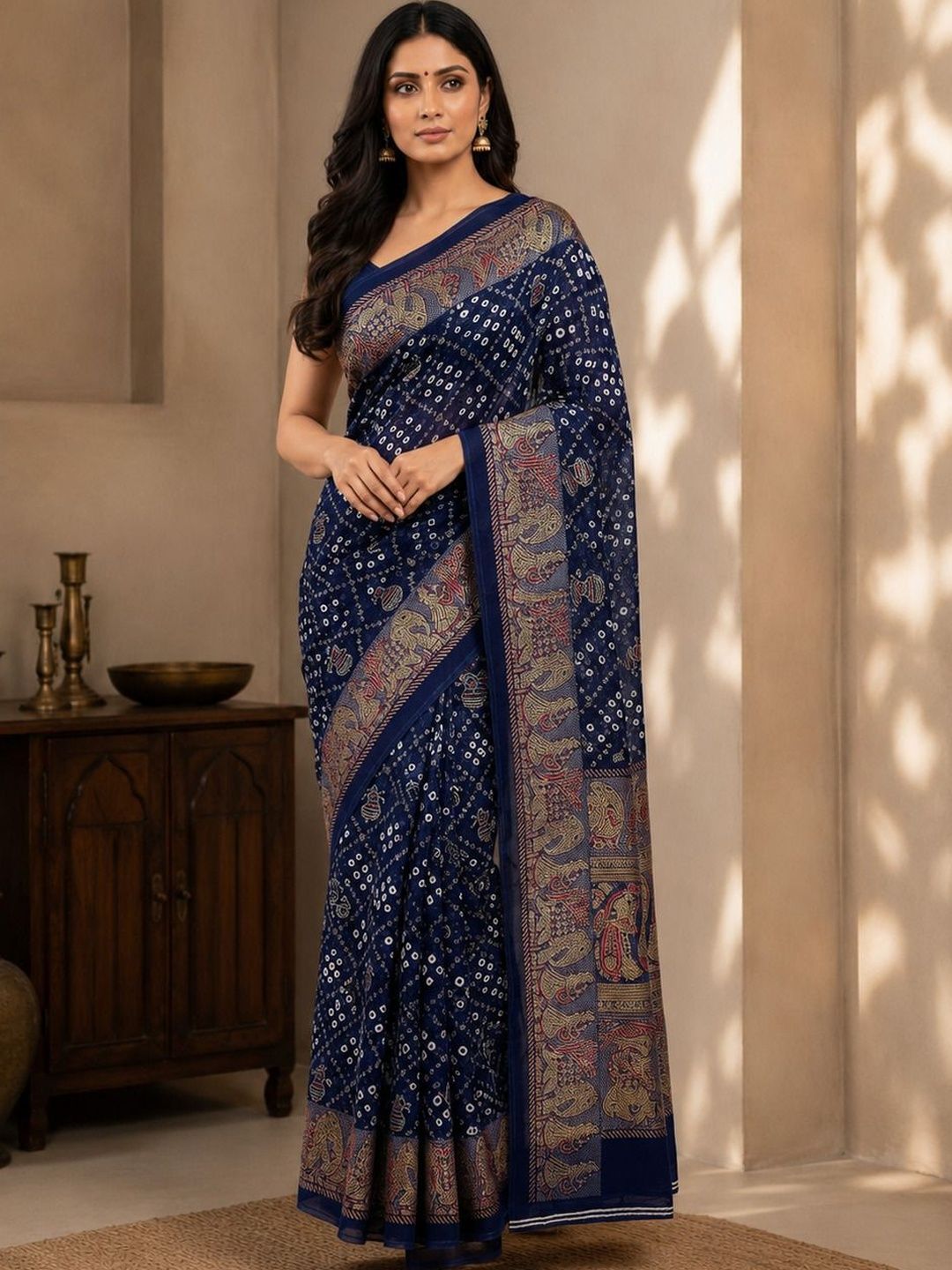 Sangria Bandhani Pure Georgette Designer Bandhani Saree