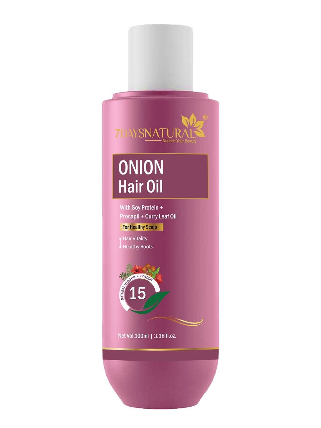 7DAYSNATURAL Hair Oil With Onion & Rosemary For Hair Regrowth & Deep Nourishment - 100Ml
