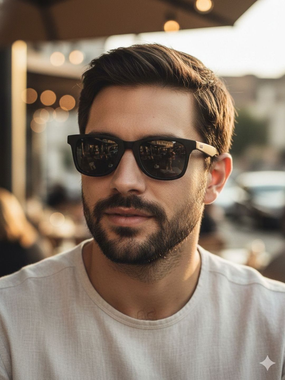 SZN Unisex Grey Lens & Black Wayfarer Sunglasses with