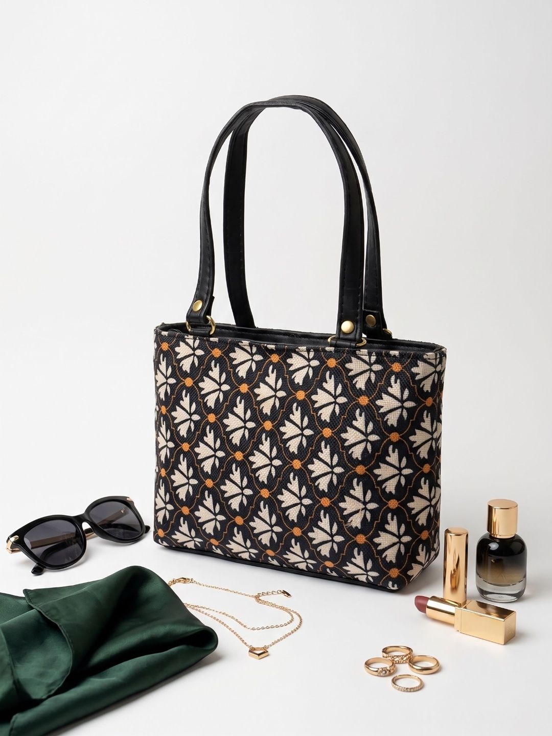 HERE&NOW Geometric Printed Structured Handheld Bag