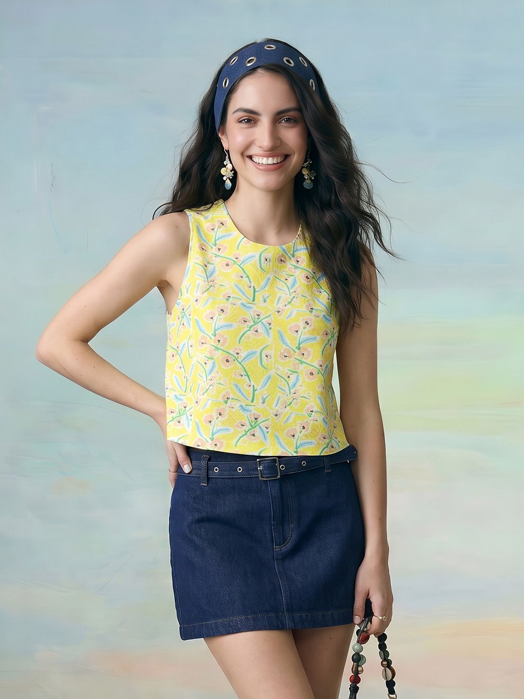 ZACCAI Sleeveless Floral Printed Top