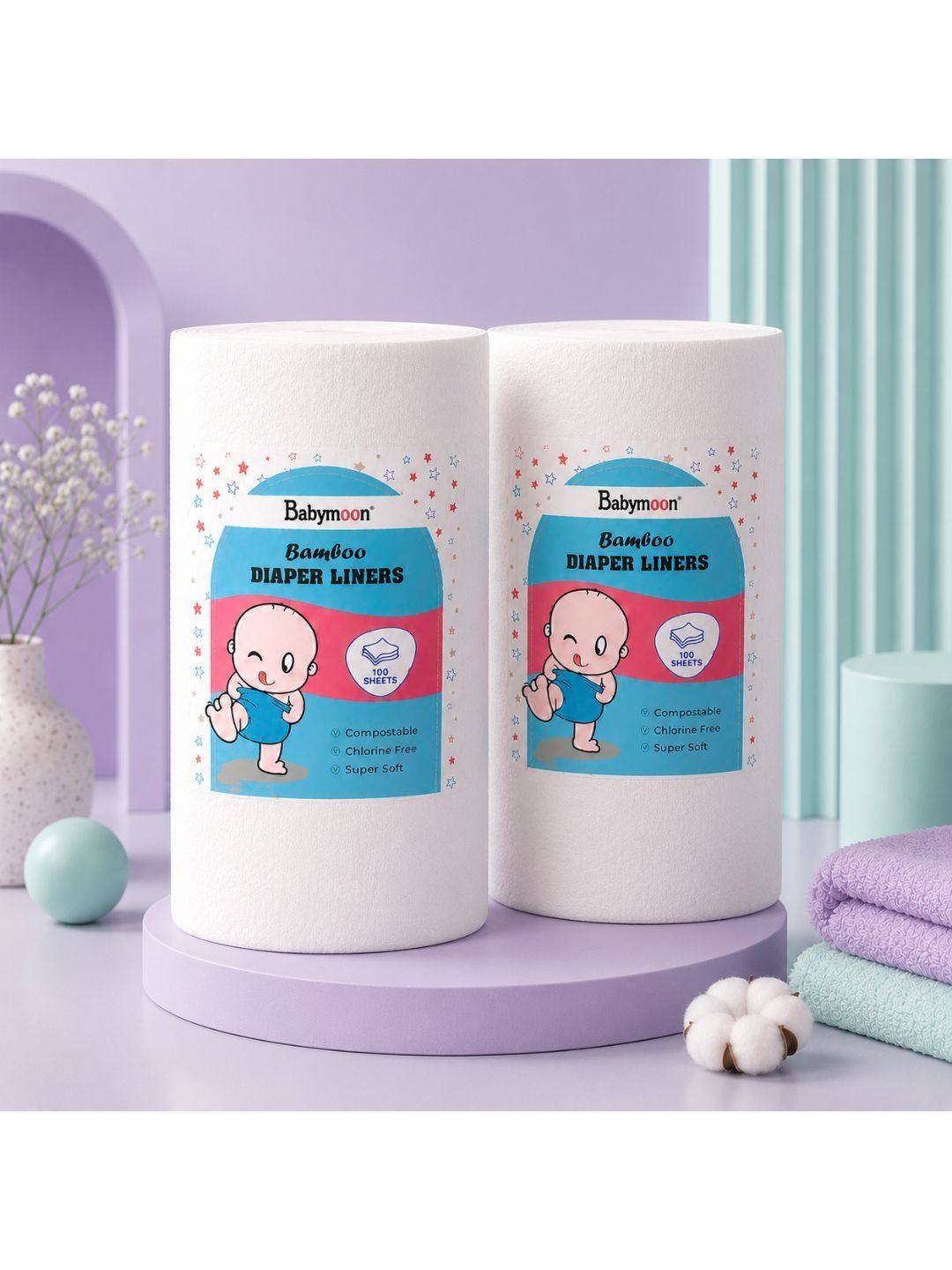 Buy Babymoon Set Of 2 Disposable Biodegradable Flushable Bamboo Nappy Diaper Liners -  - Personal Care for Unisex Kids