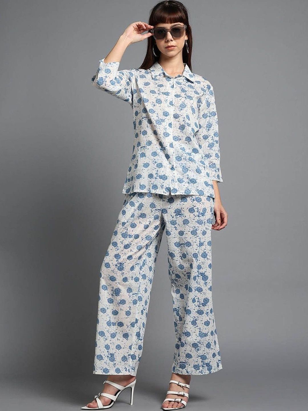 Buy TUNIYA Printed Pure Cotton Shirt & Trousers Co Ord Set -  - Apparel for Women