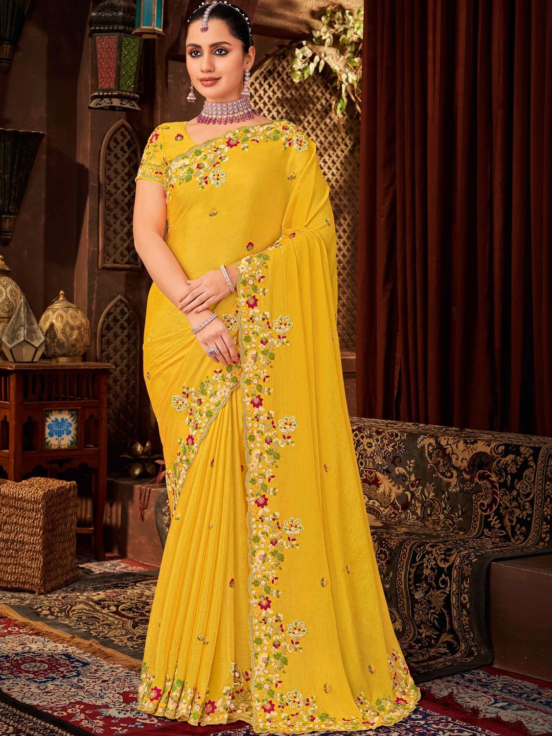 Laxmipati Floral Embroidered Saree