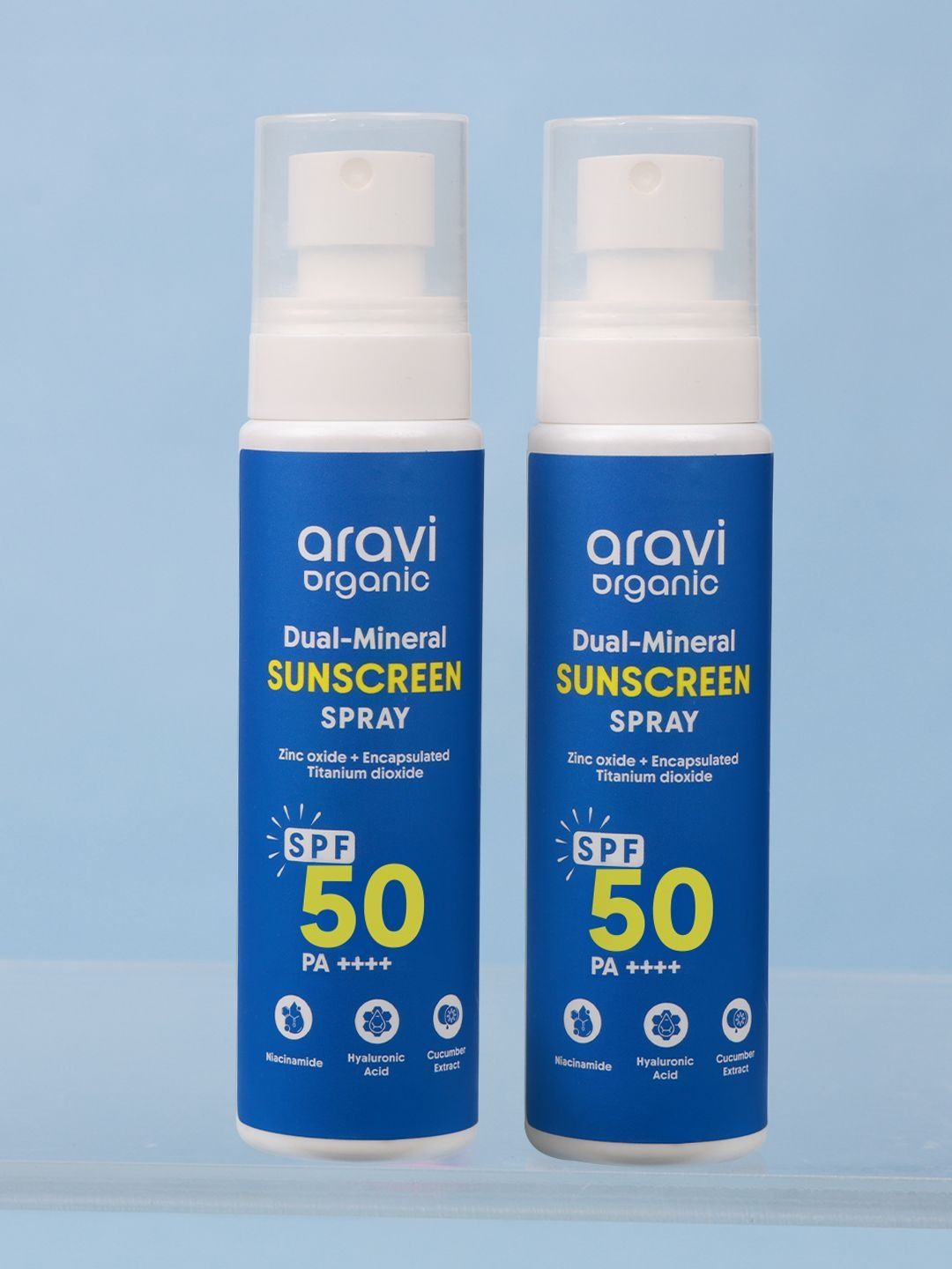 Aravi Organic Dual Mineral SPF 50 Sunscreen Spray PA++++ & In-vivo Tested | Pack Of 2