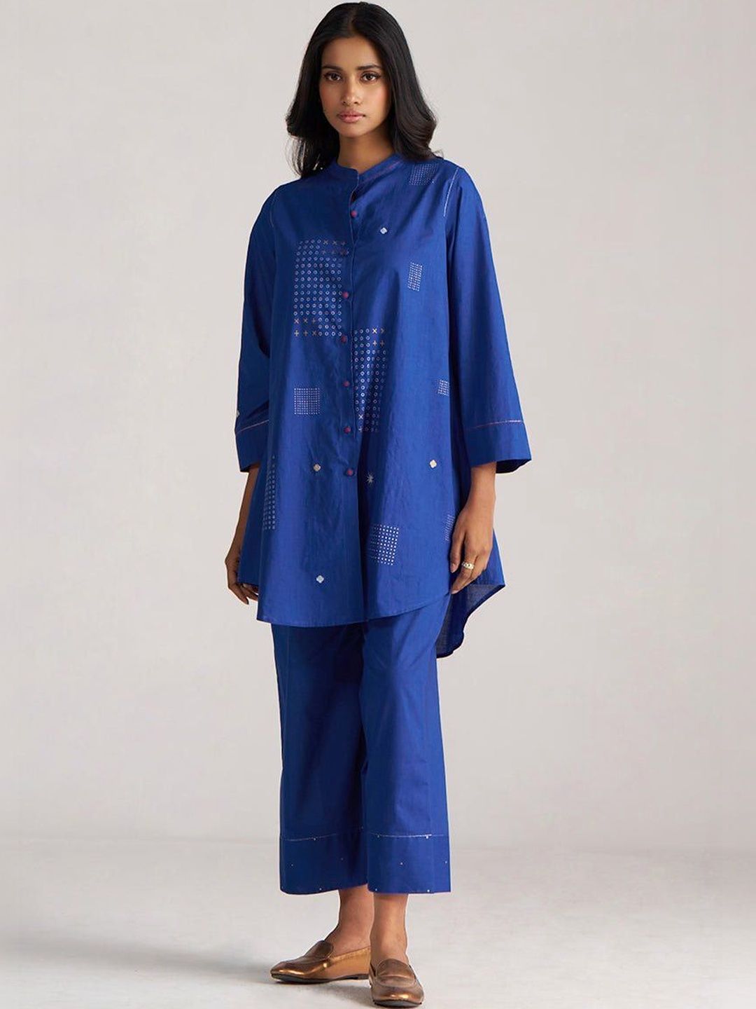Ganga Cotton Embroidered Tunic with Trousers