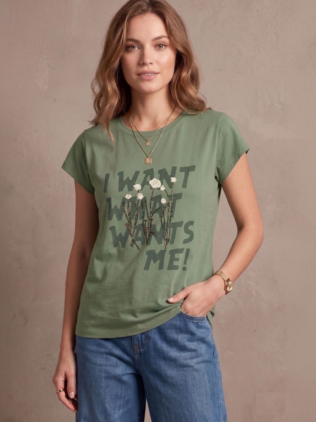 Wineberry Women Typography Printed T-shirt
